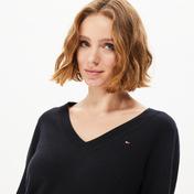 Tommy Hilfiger Yün Kaşmir V yaka Kadın Siyah Kazak