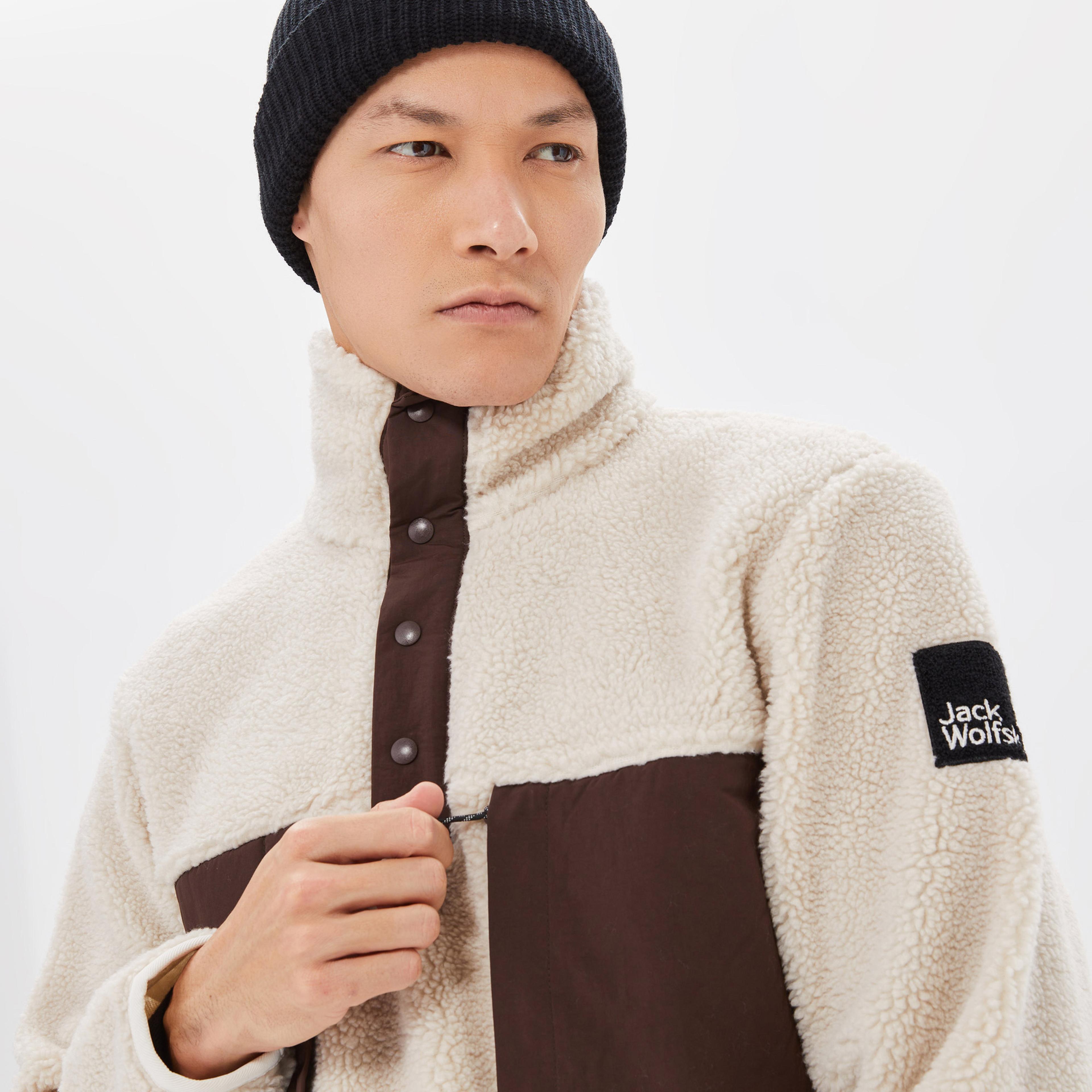 Jack Wolfskin Pank Snap Erkek Ekru Sweatshirt