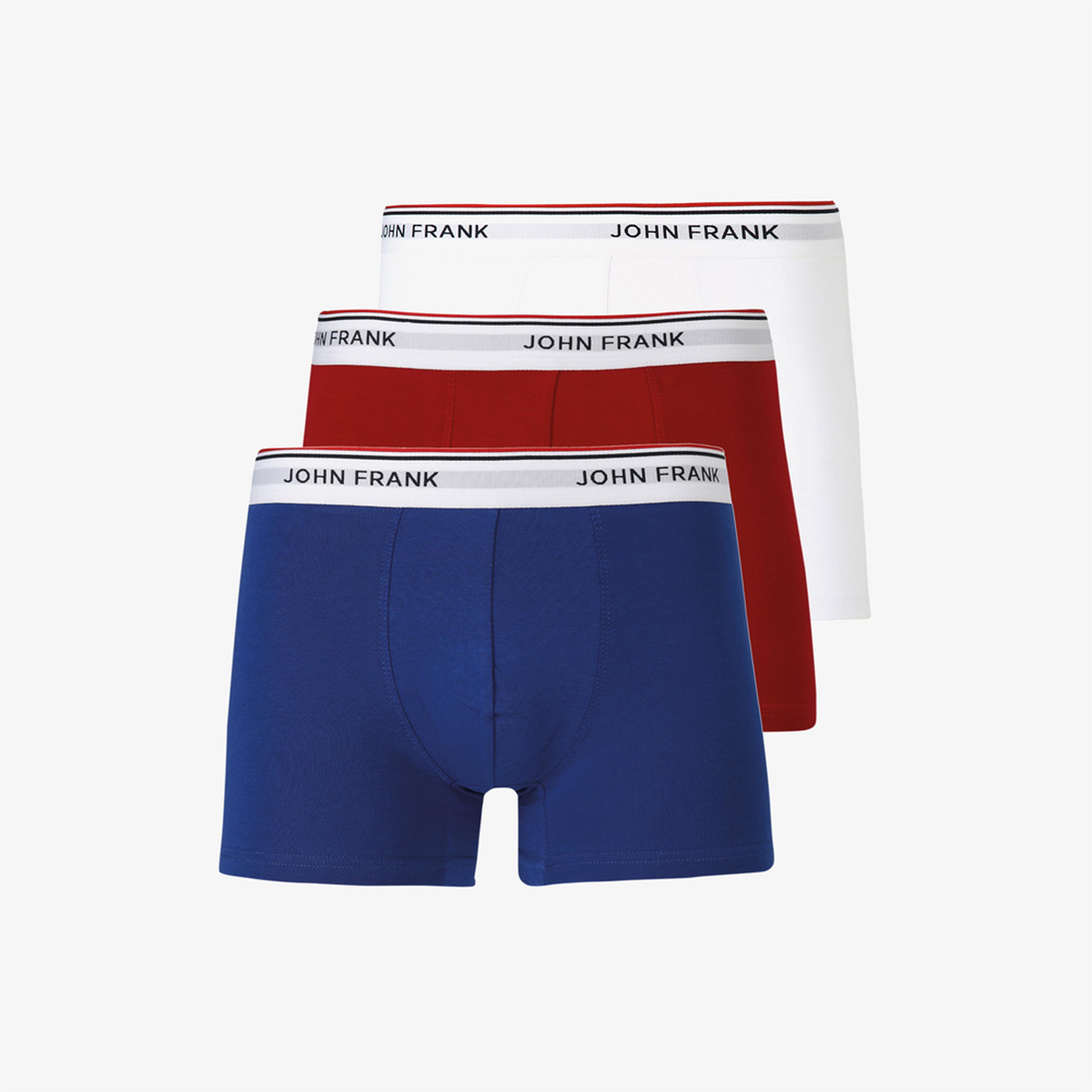John Frank 3'lü Basic Bright Erkek Renkli Boxer