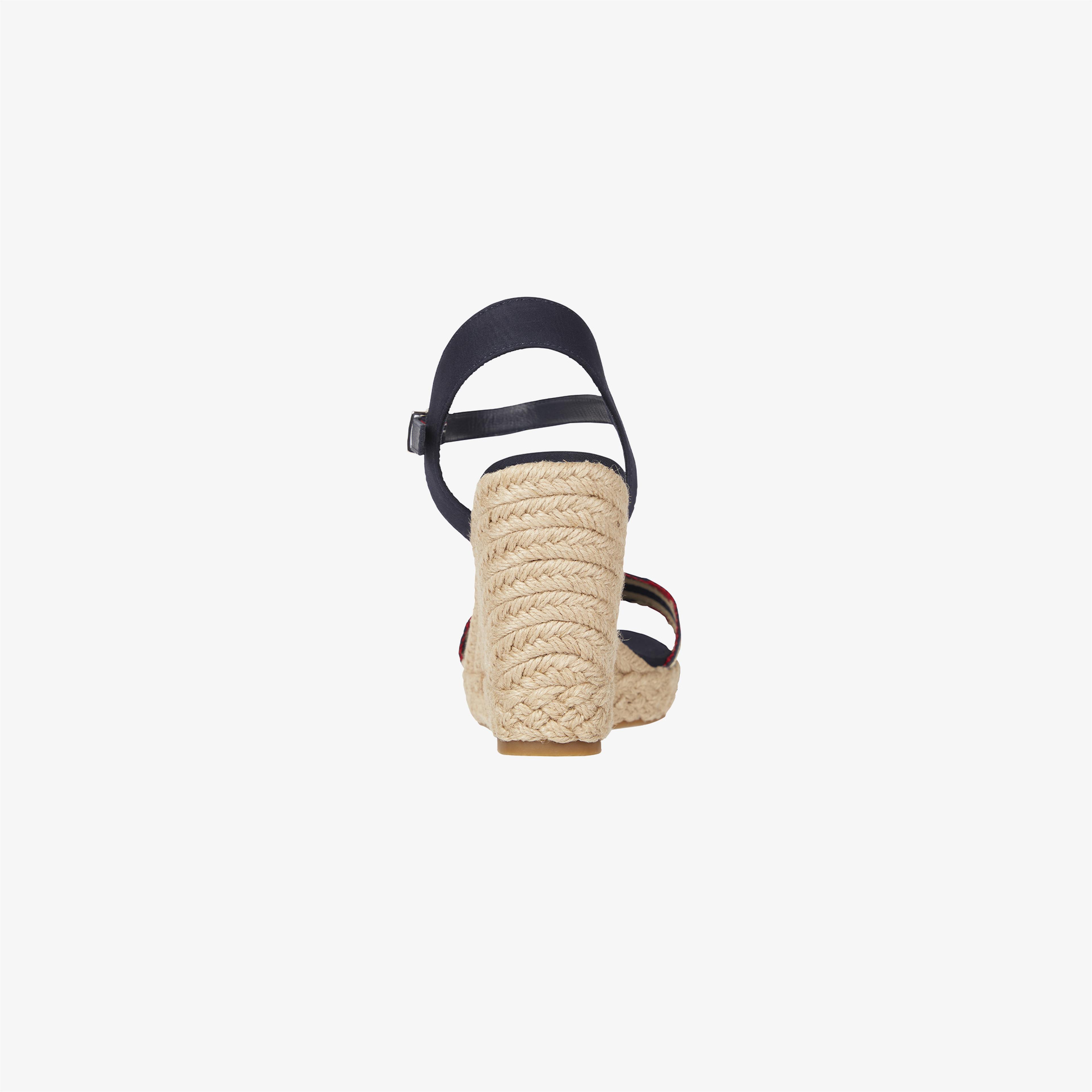Tommy Hilfiger Corporate Webbing High Wedge Kadın Mavi Topuklu Sandalet