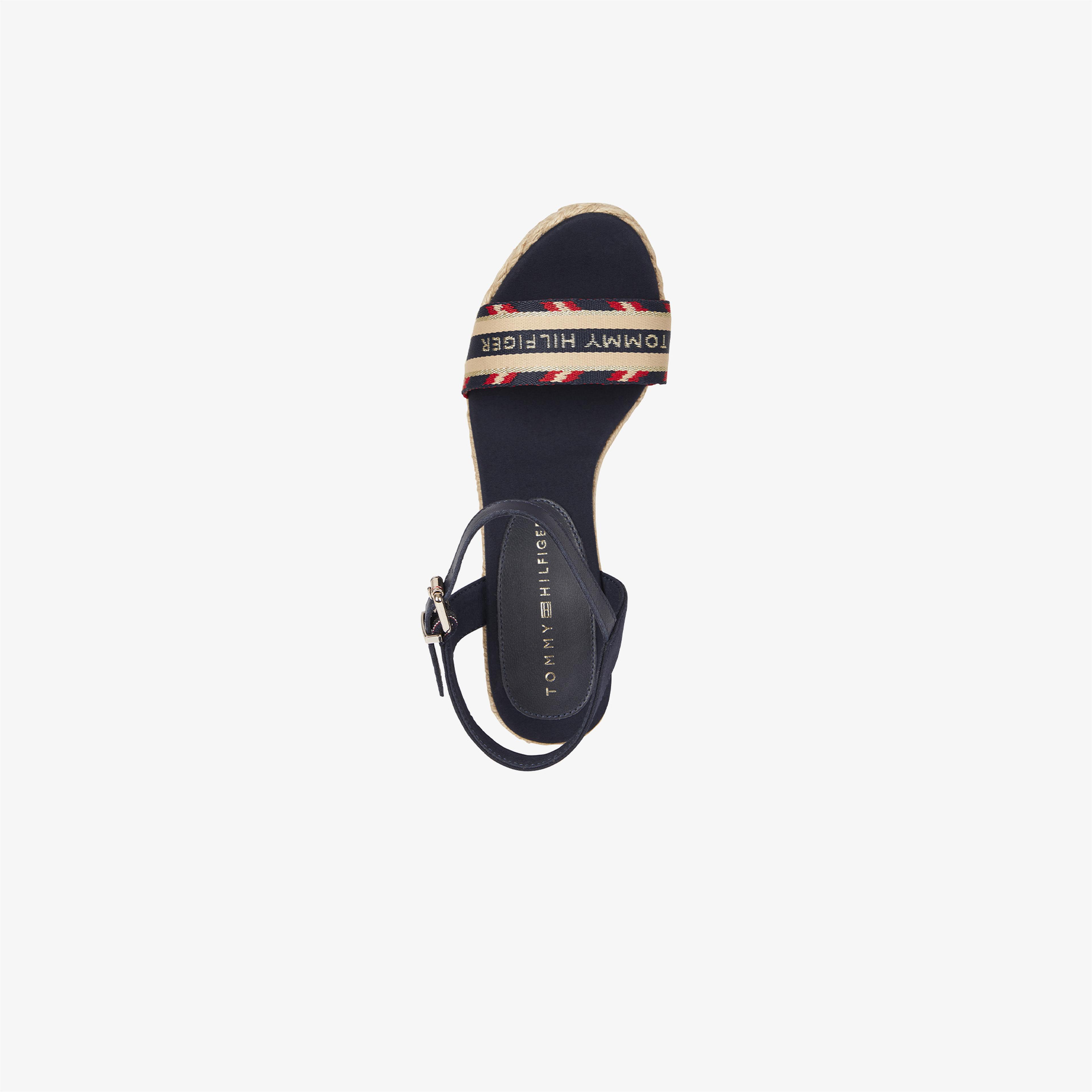 Tommy Hilfiger Corporate Webbing High Wedge Kadın Mavi Topuklu Sandalet