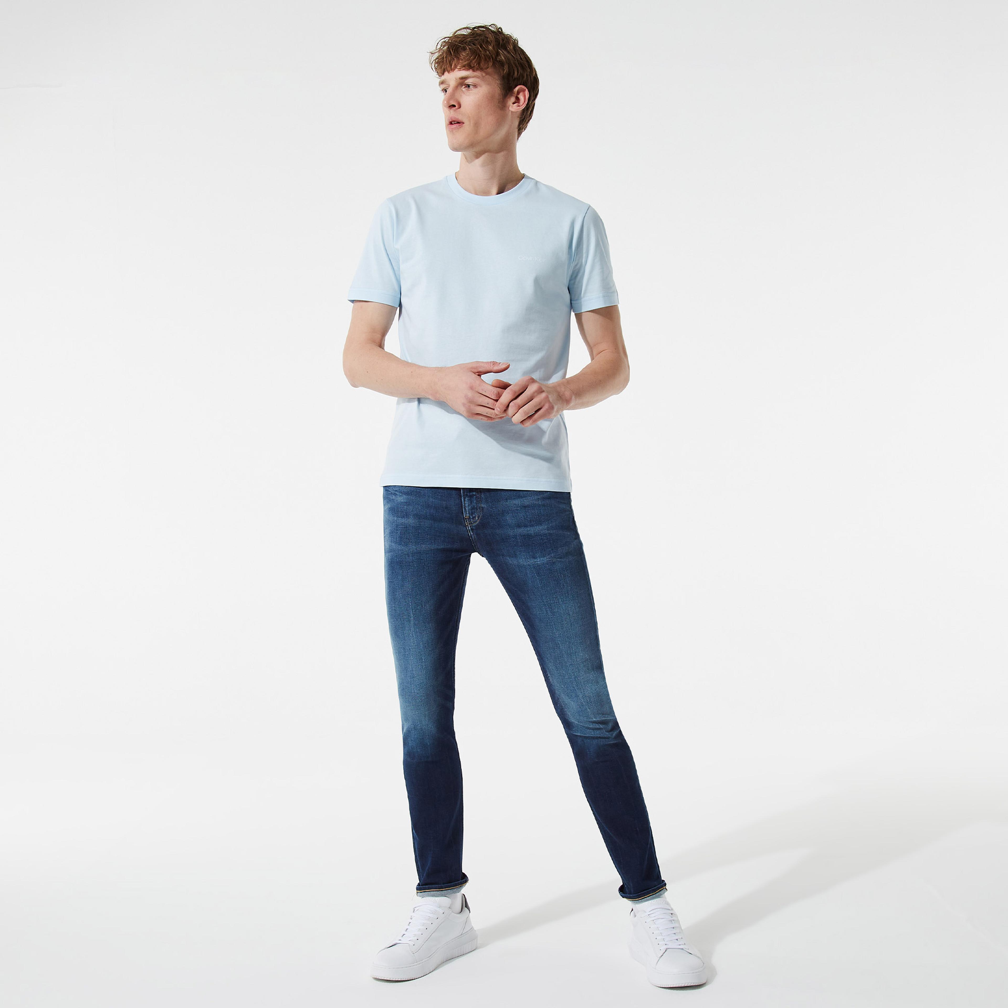 Calvin Klein Logo Erkek Mavi T-Shirt