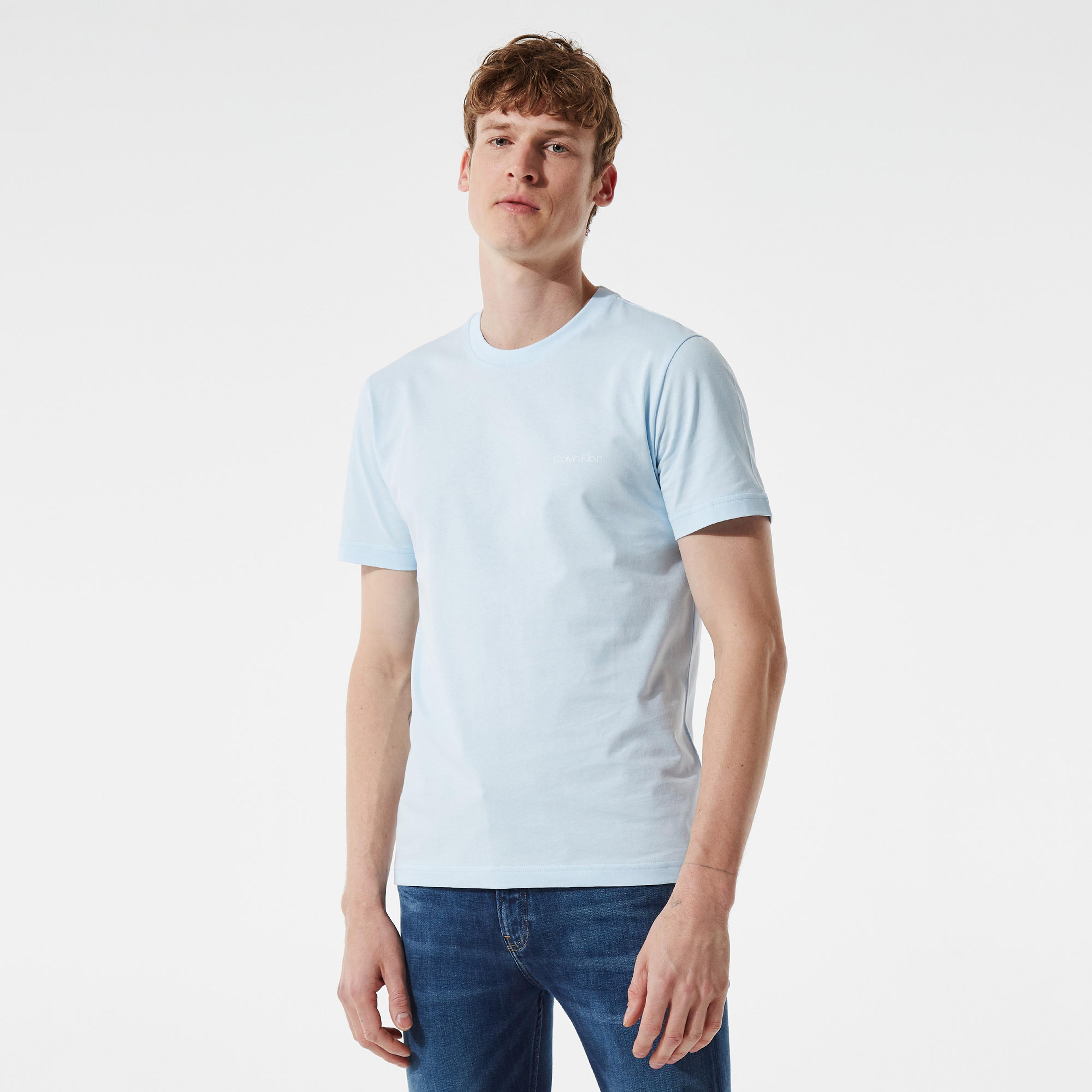 Calvin Klein Logo Erkek Mavi T-Shirt