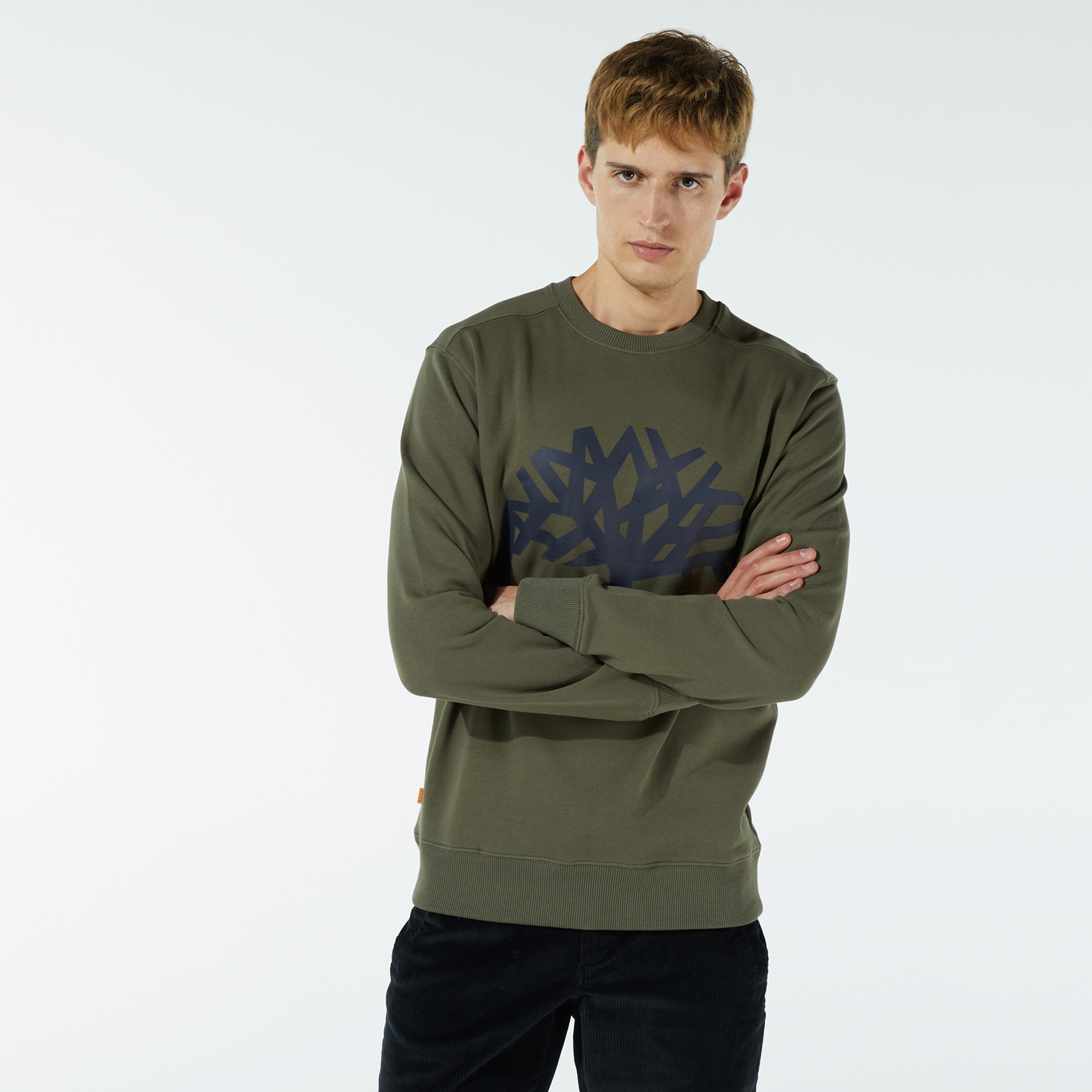 Timberland YC Core Tree Logo Crew Neck Erkek Haki Sweatshirt