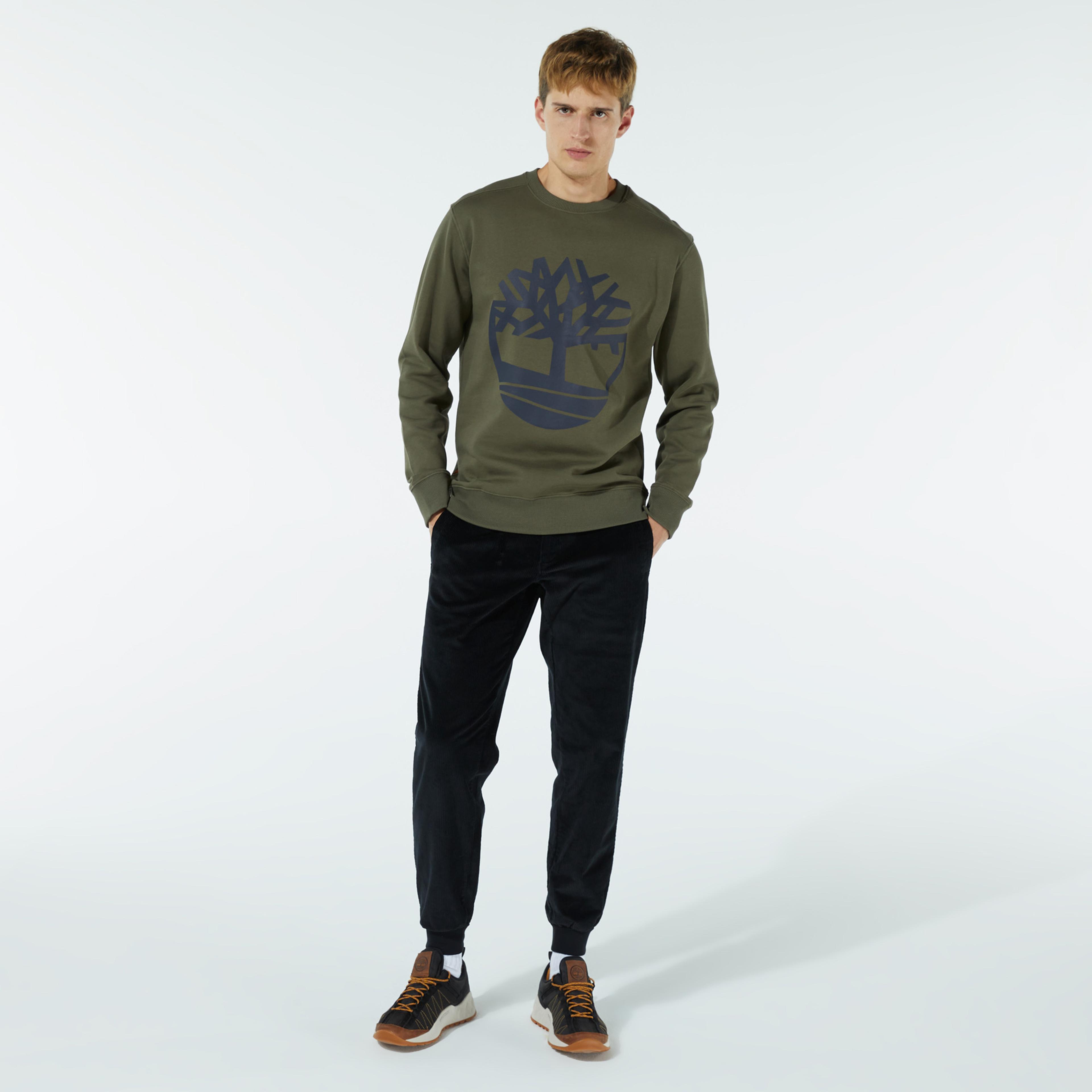 Timberland YC Core Tree Logo Crew Neck Erkek Haki Sweatshirt