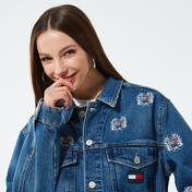 Tommy Jeans Oversize Kadın Mavi Denim Crop Ceket