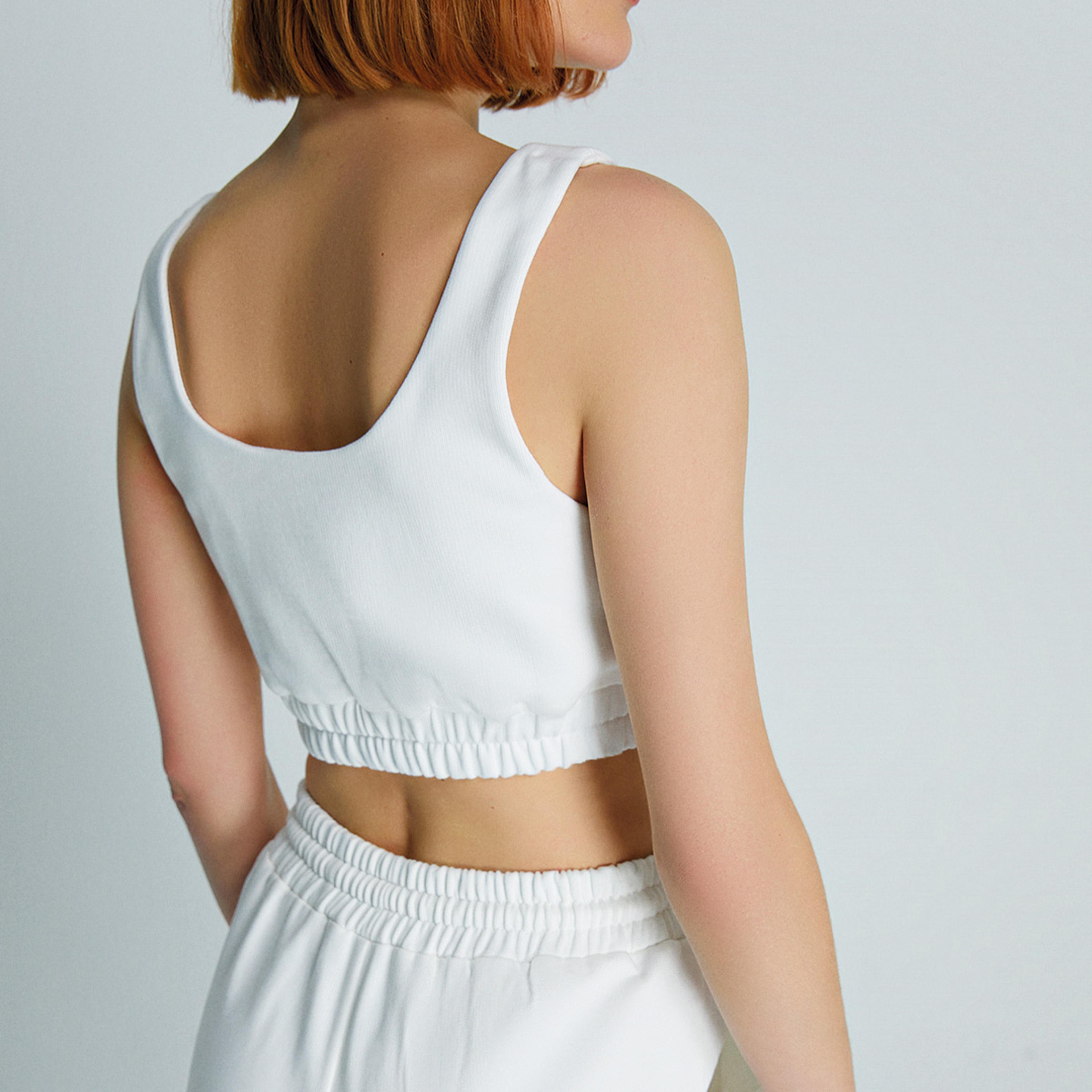 rue Kadın Ekru Spor Crop Top