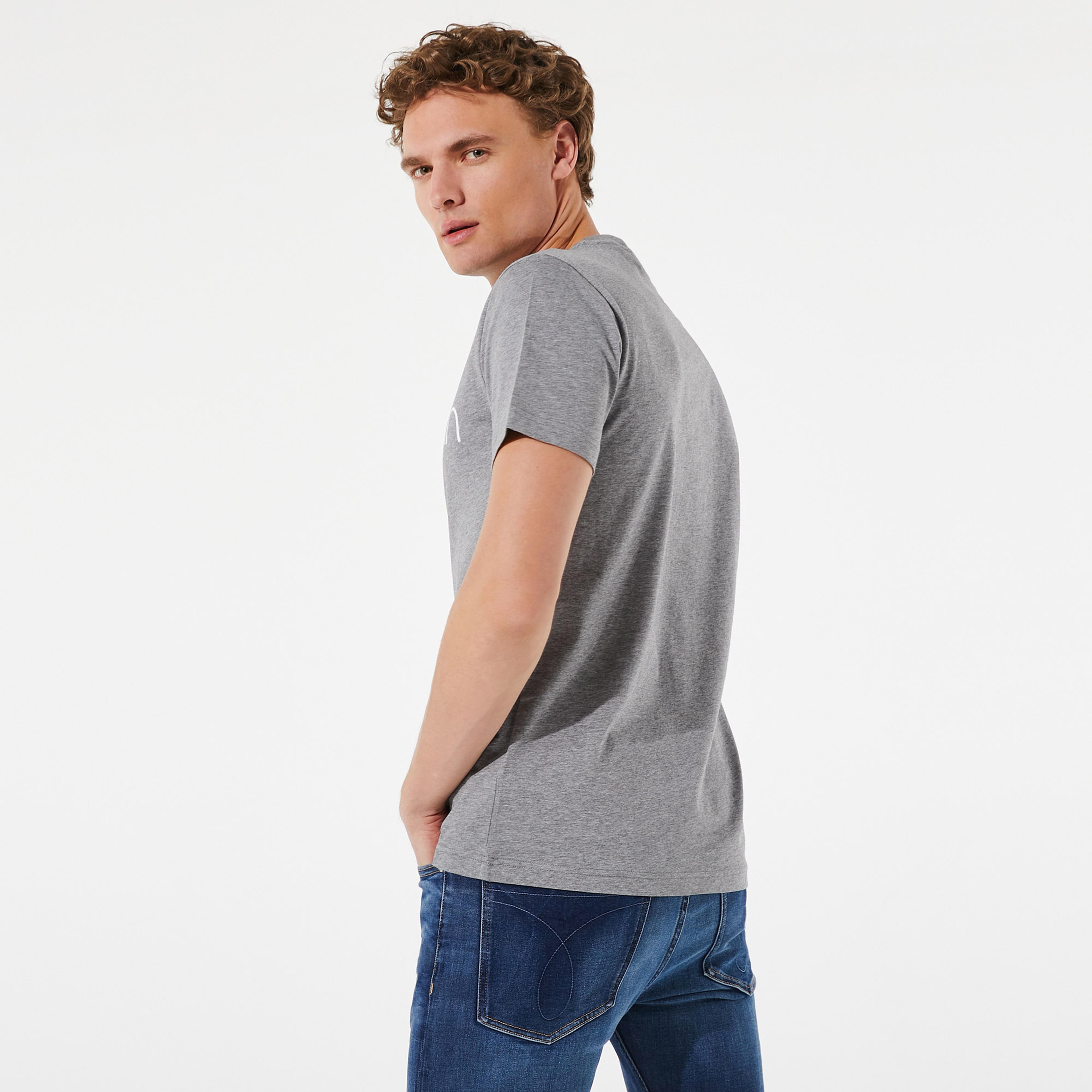 Calvin Klein Cotton Front Logo Erkek Gri T-Shirt