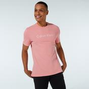 Calvin Klein Raised Striped Logo Erkek Pembe T-Shirt