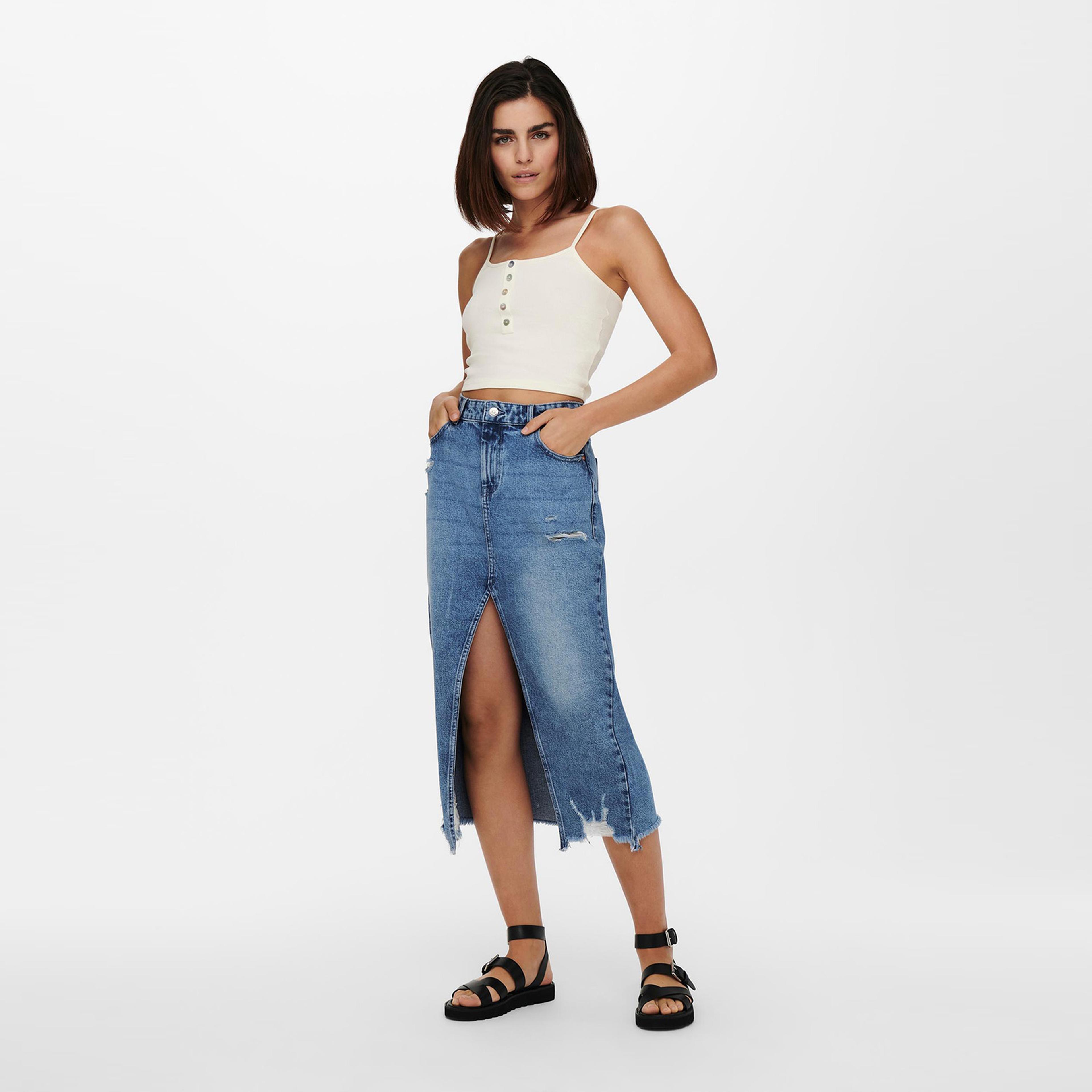 Only Onlnessa Life Short Button Top Jrs Kadın Beyaz T-Shirt