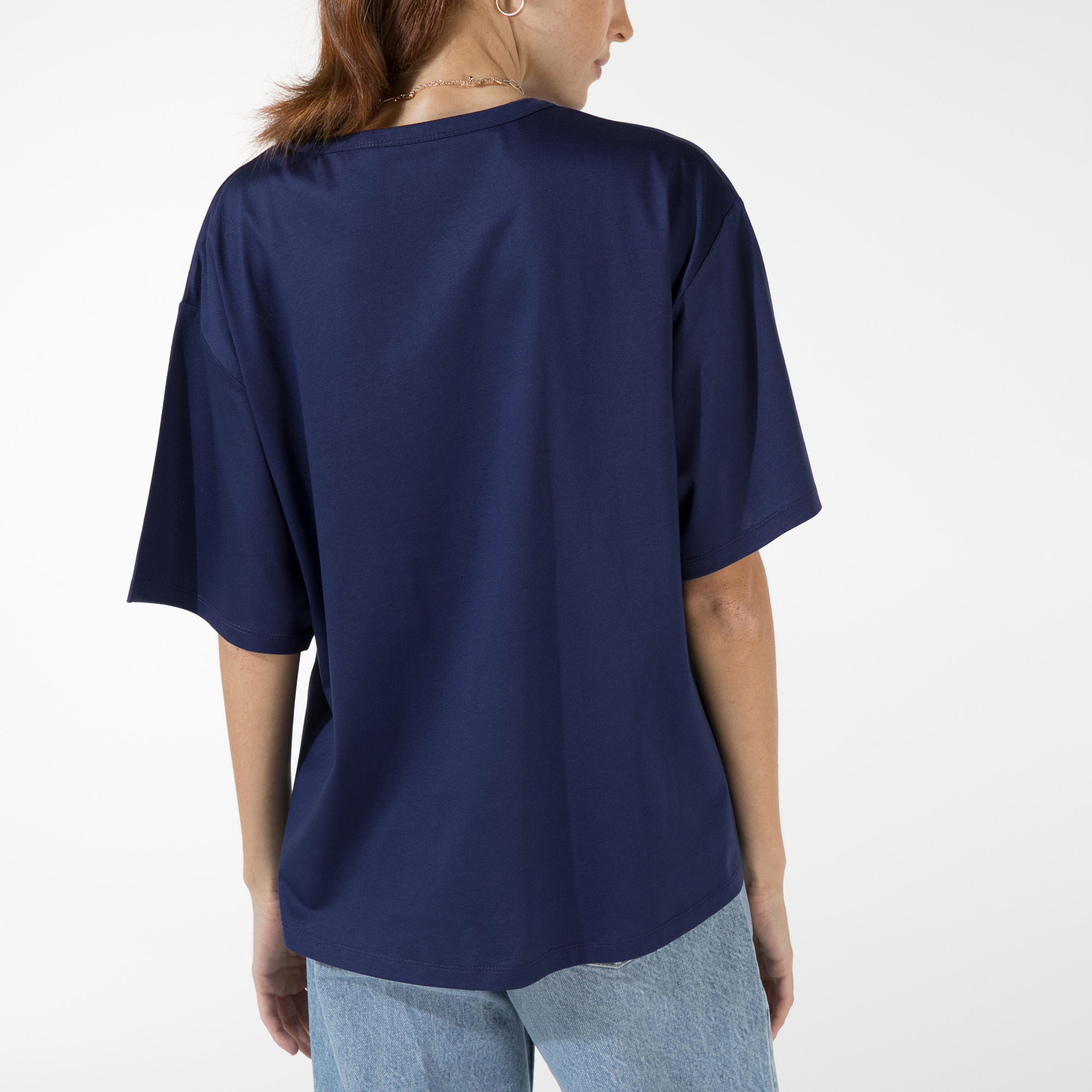 rue Kadın Lacivert Cep Detaylı Baskılı T-Shirt