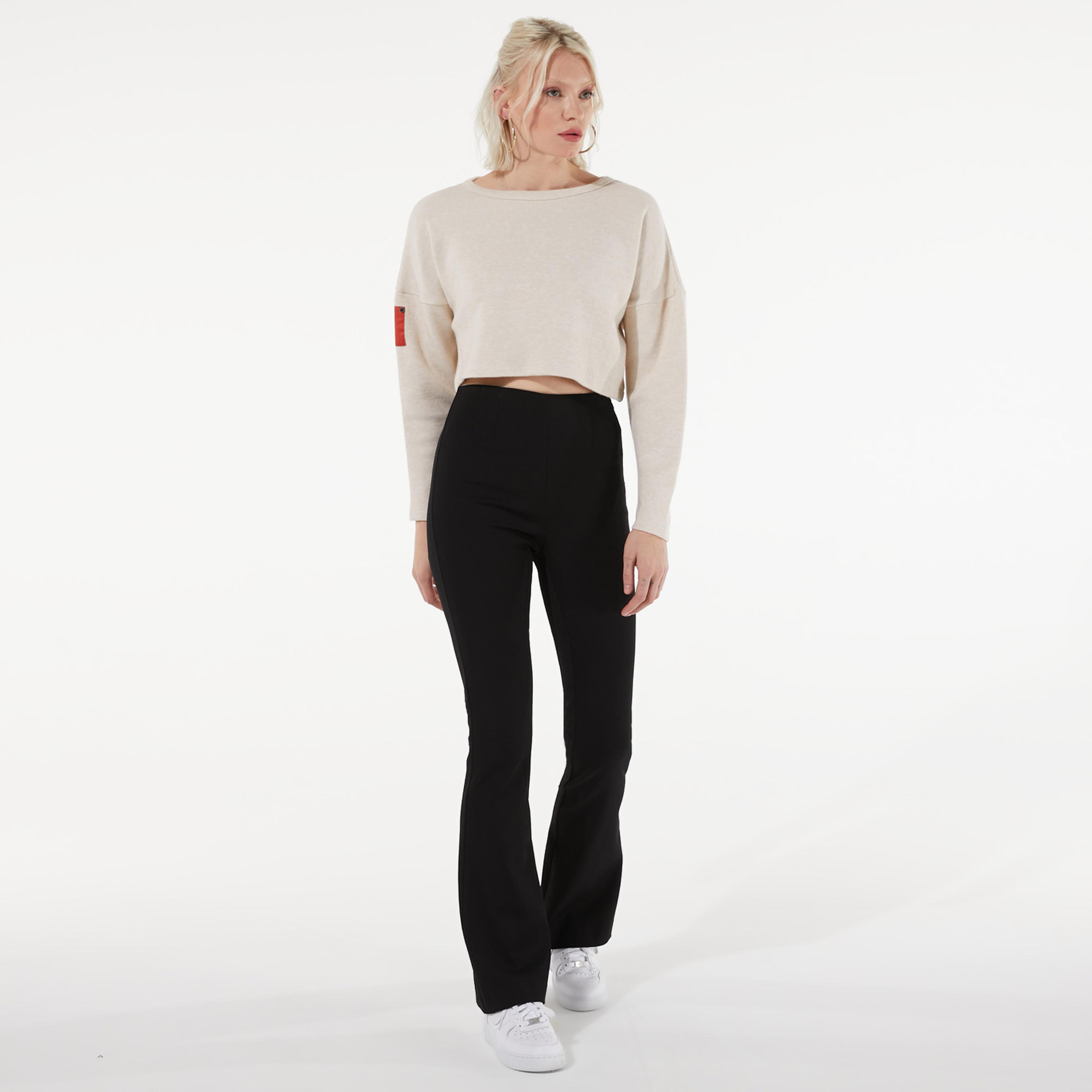 rue Kadın Ekru Kısa Sweatshirt