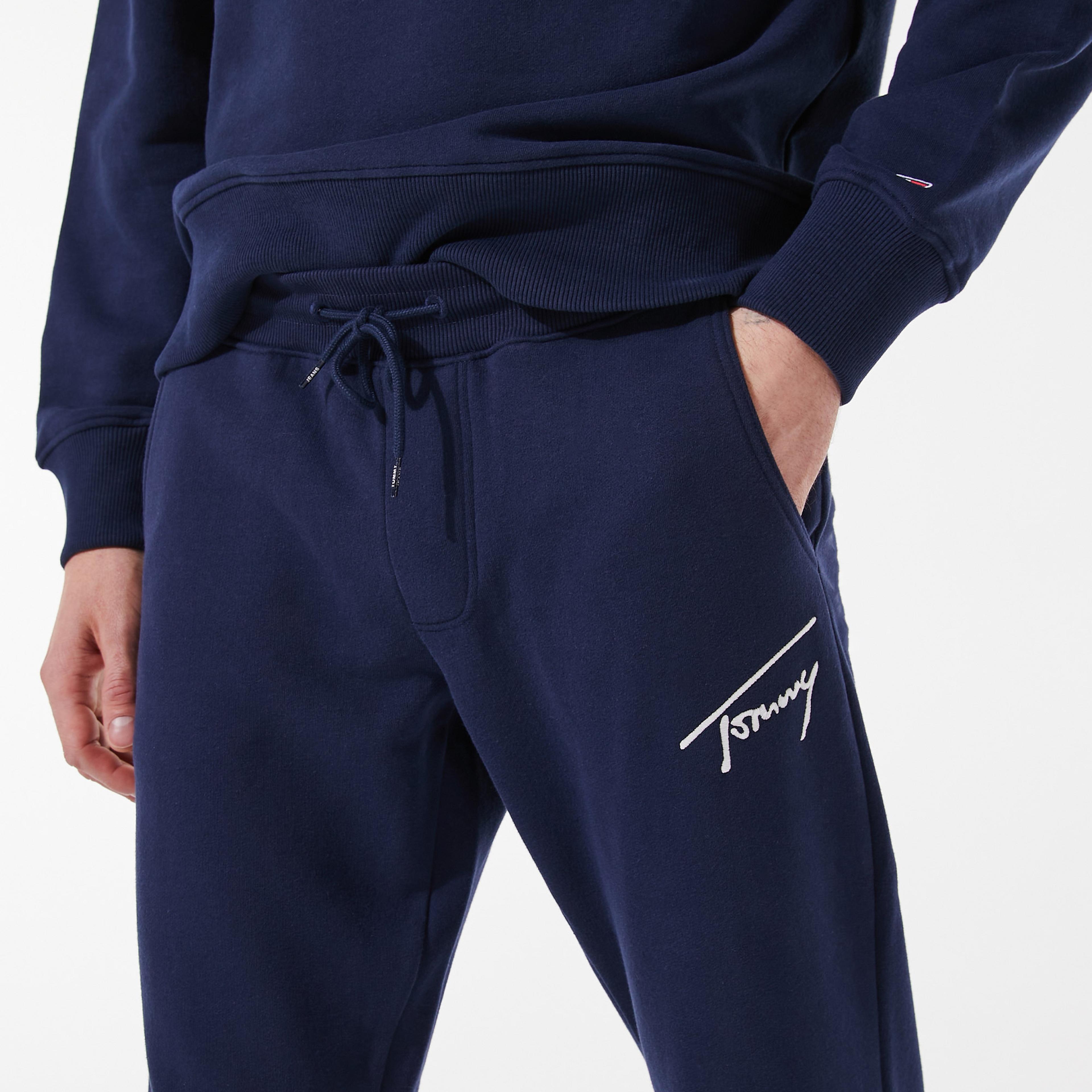 Tommy Jeans Signature Sweat Erkek Mavi Eşofman Altı