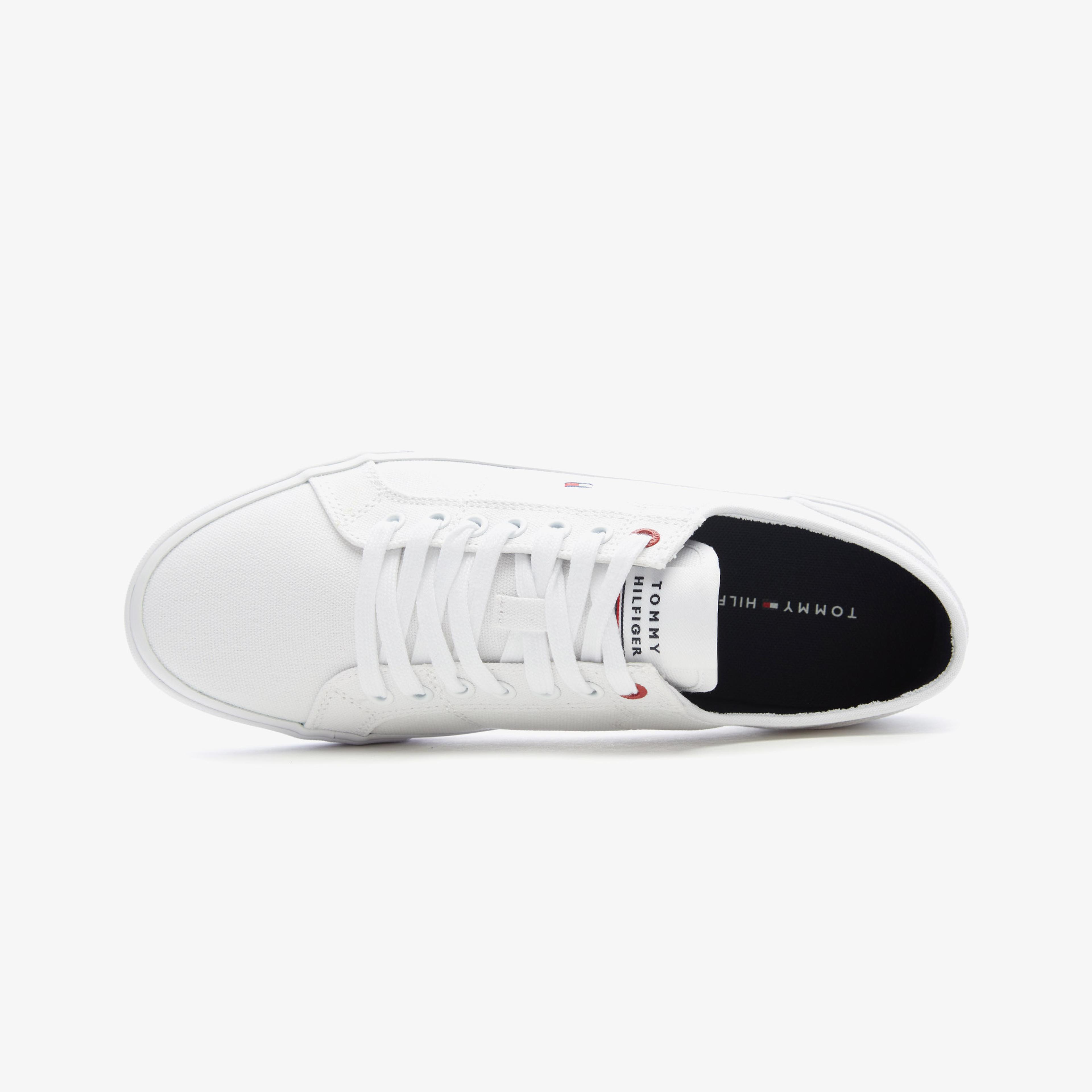 Tommy Hilfiger Core Corporate Vulcanized Canvas Erkek Beyaz Sneaker