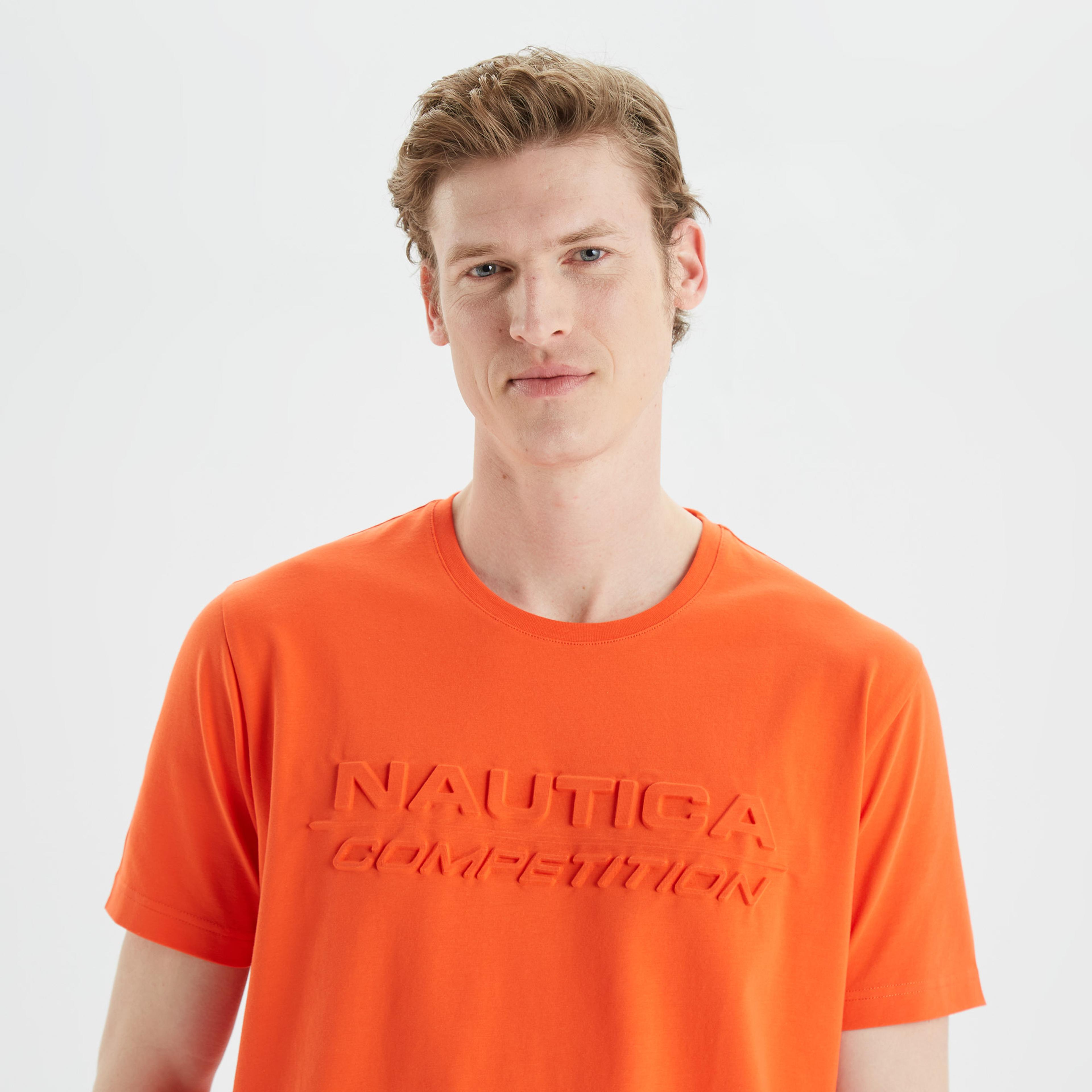 Nautica Erkek Turuncu Standart Fit Baskılı T-Shirt