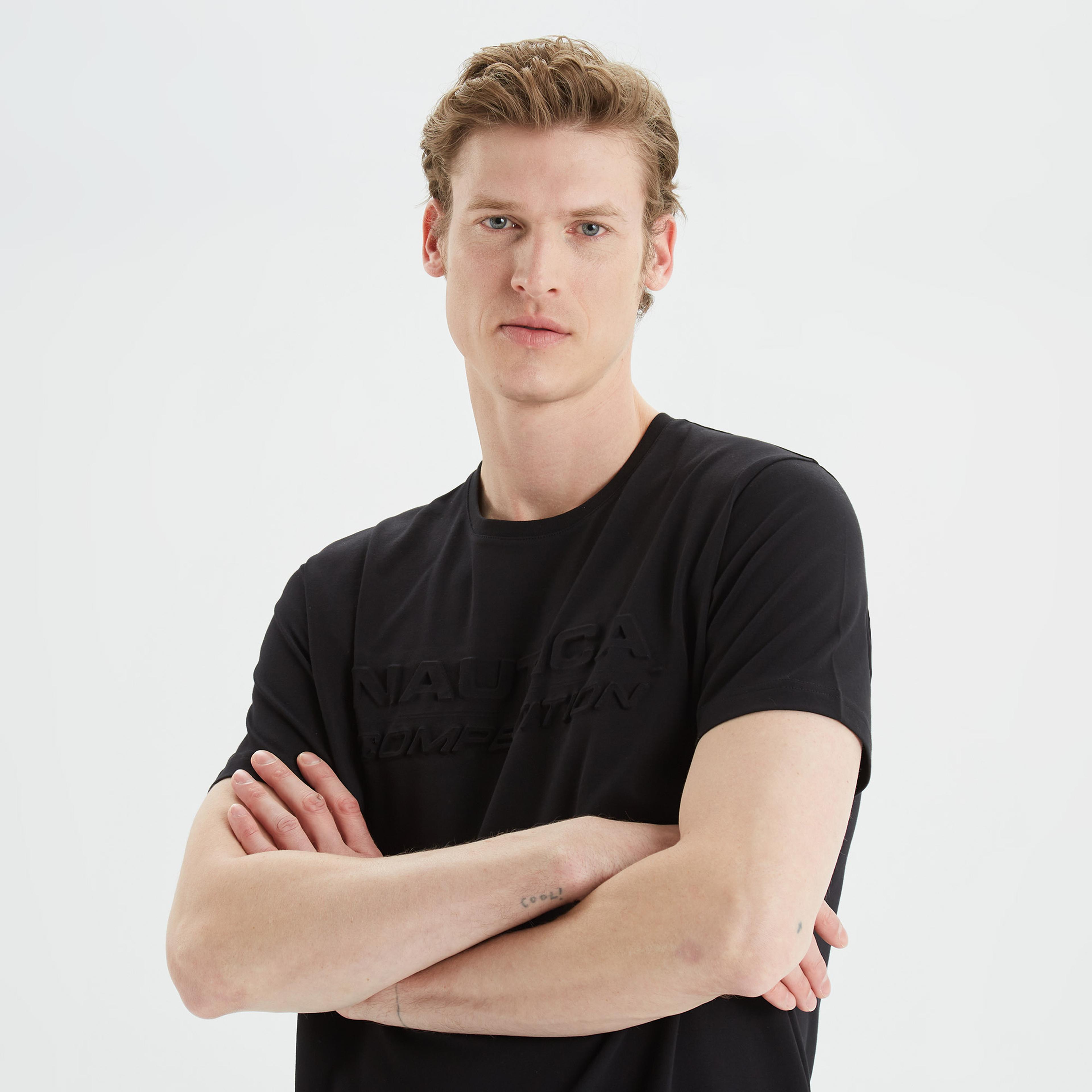 Nautica Erkek Siyah Standart Fit Baskılı T-Shirt