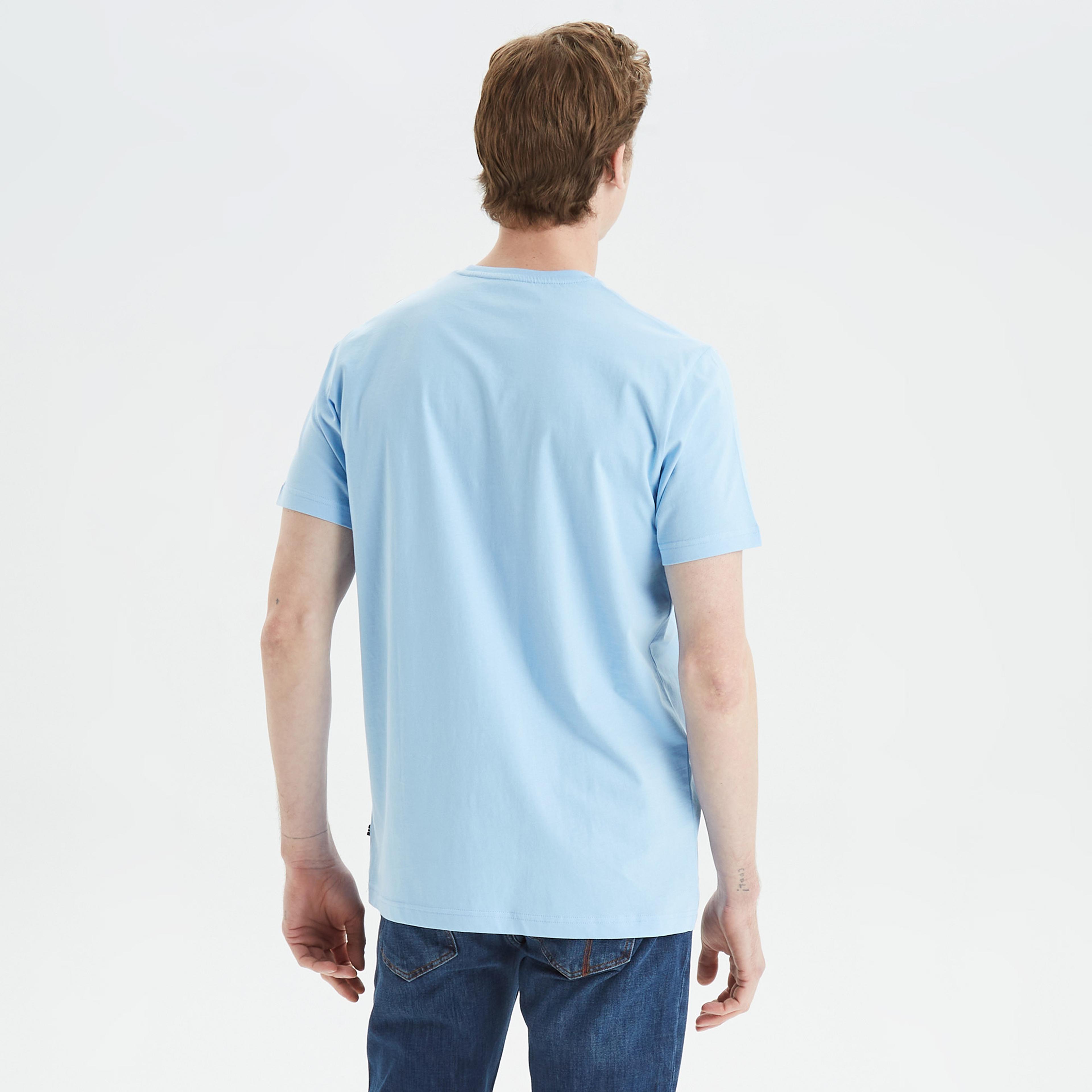 Nautica Erkek Mavi Standart Fit Desenli T-Shirt