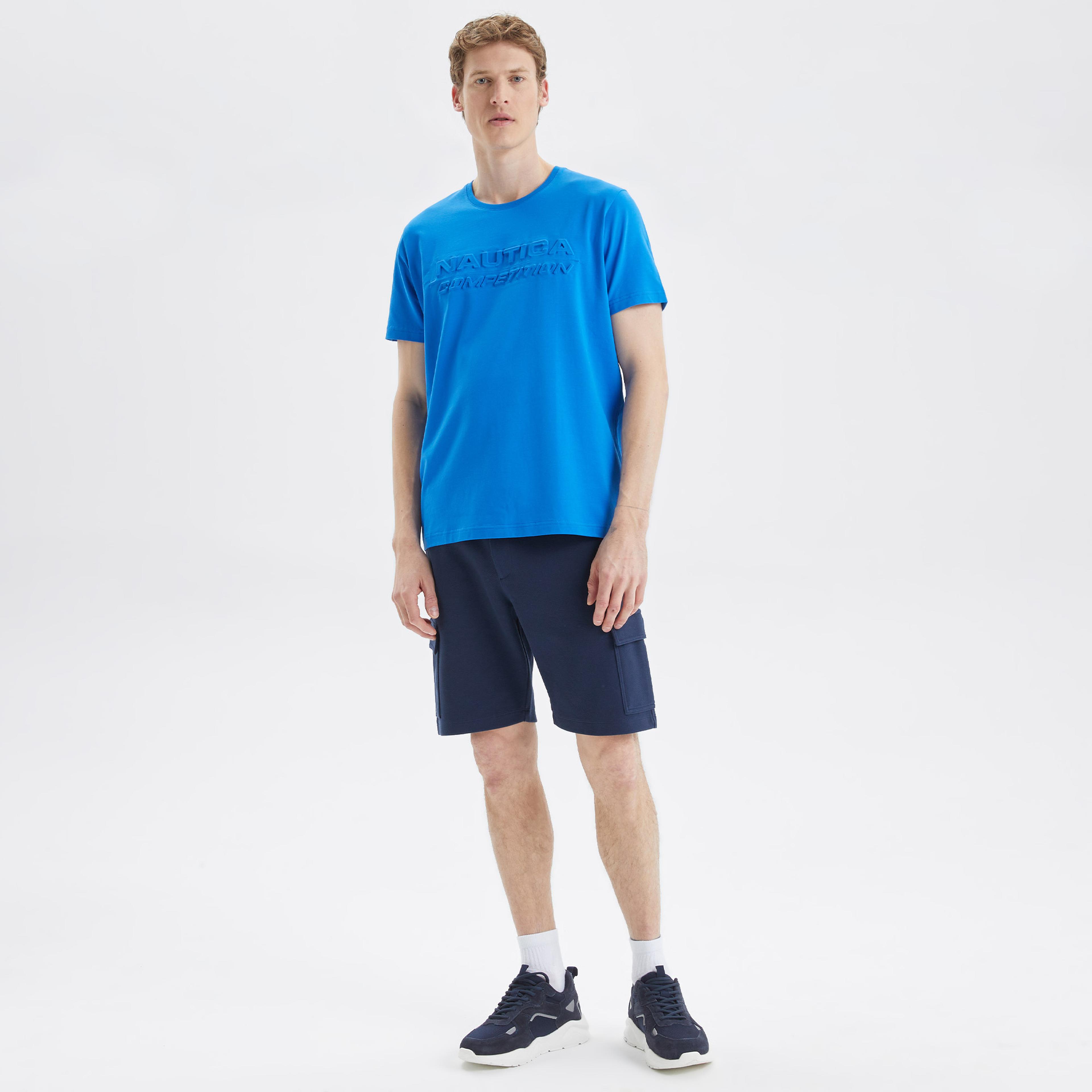 Nautica Erkek Mavi Standart Fit Baskılı T-Shirt