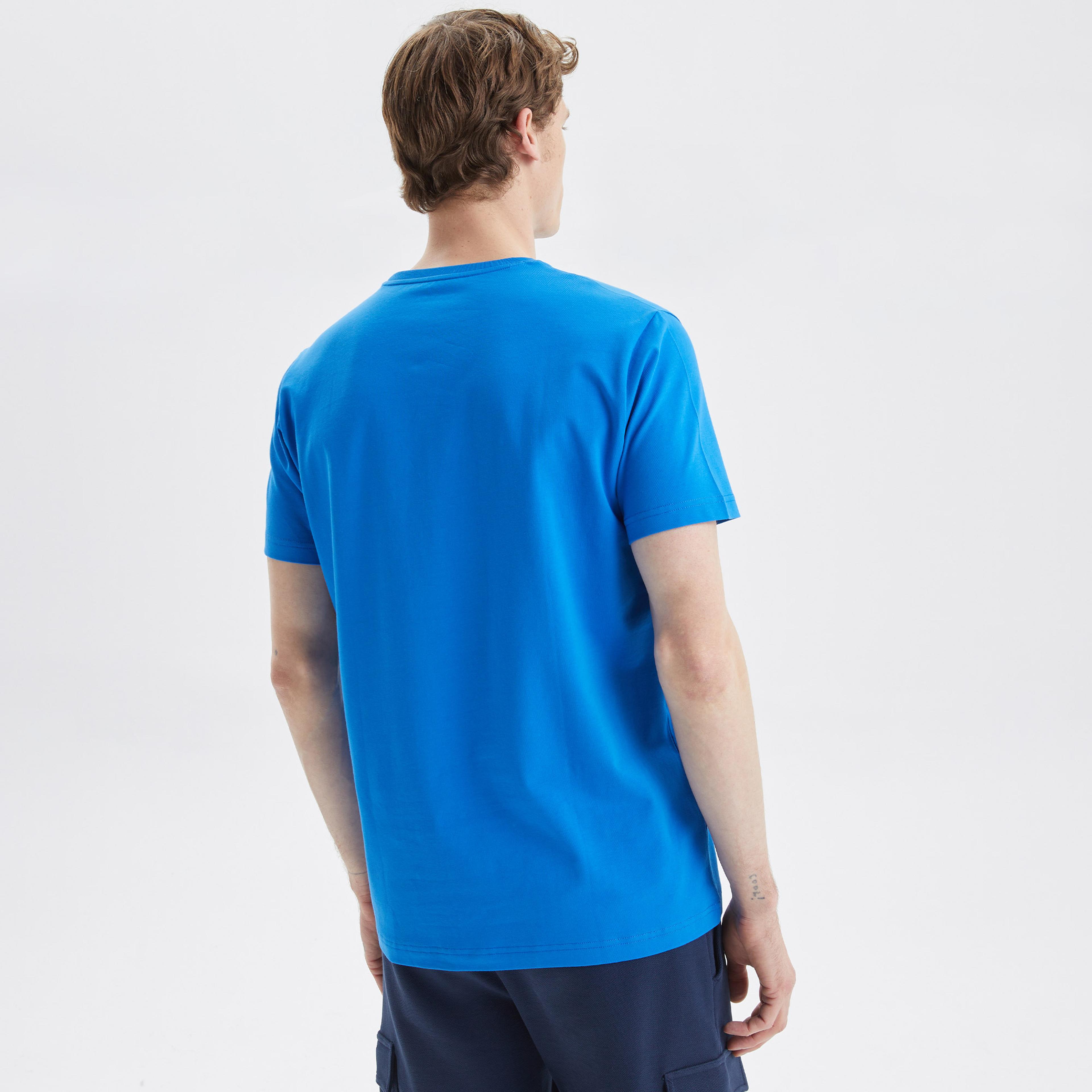 Nautica Erkek Mavi Standart Fit Baskılı T-Shirt