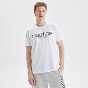Nautica Erkek Beyaz Standart Fit Desenli T-Shirt