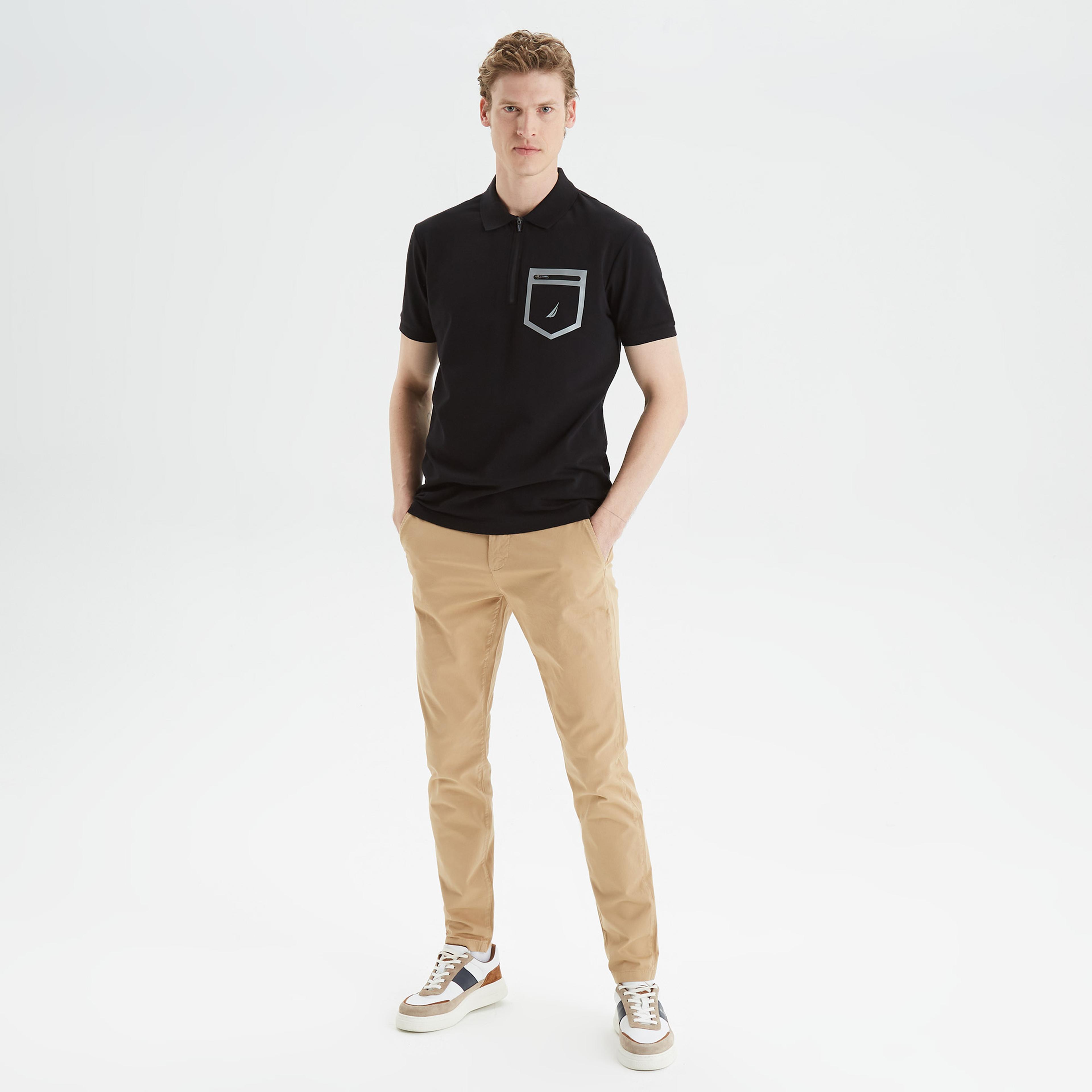 Nautica Erkek Siyah Slim Fit Kısa Kollu Polo