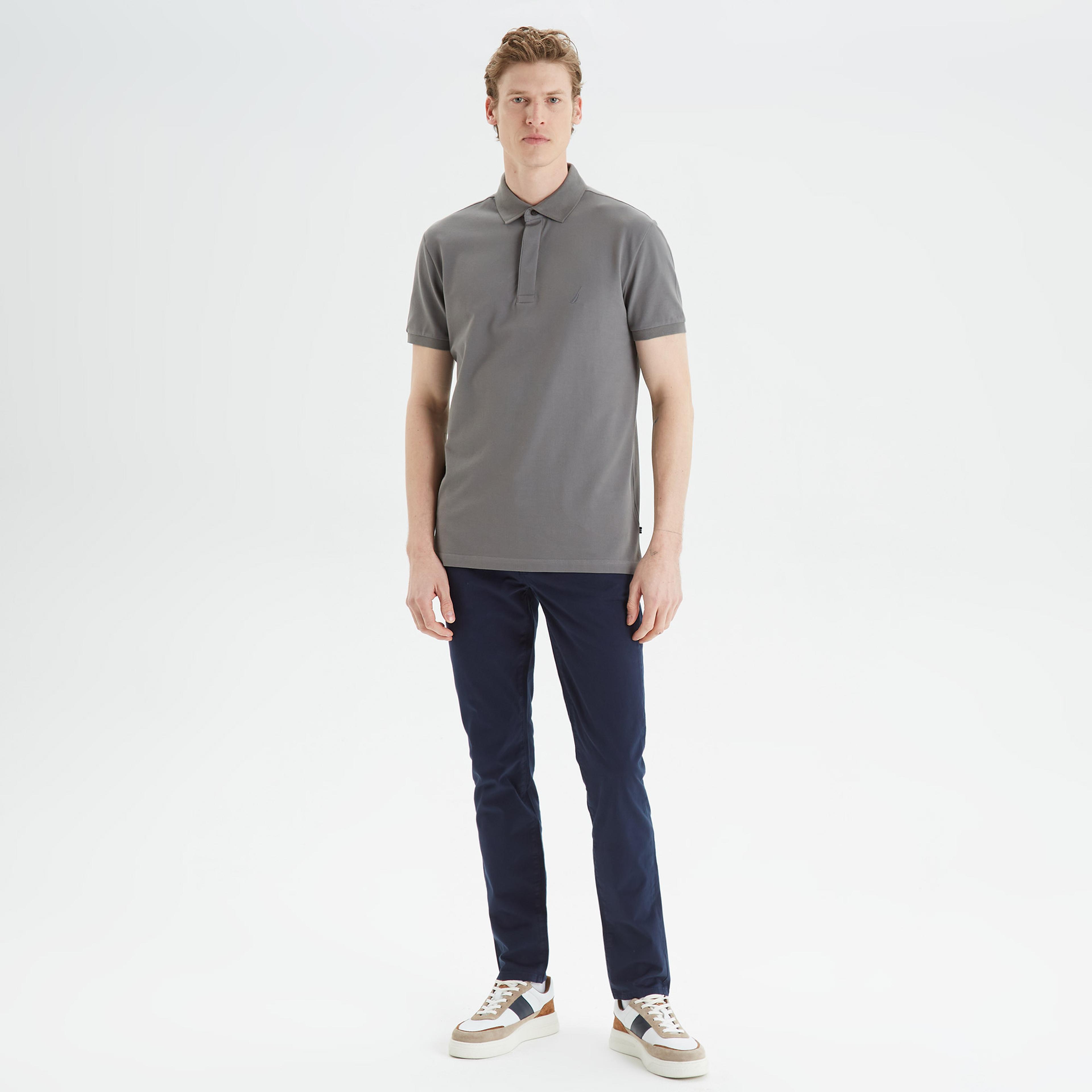 Nautica Erkek Gri Slim Fit Kısa Kollu Polo Yaka T-Shirt