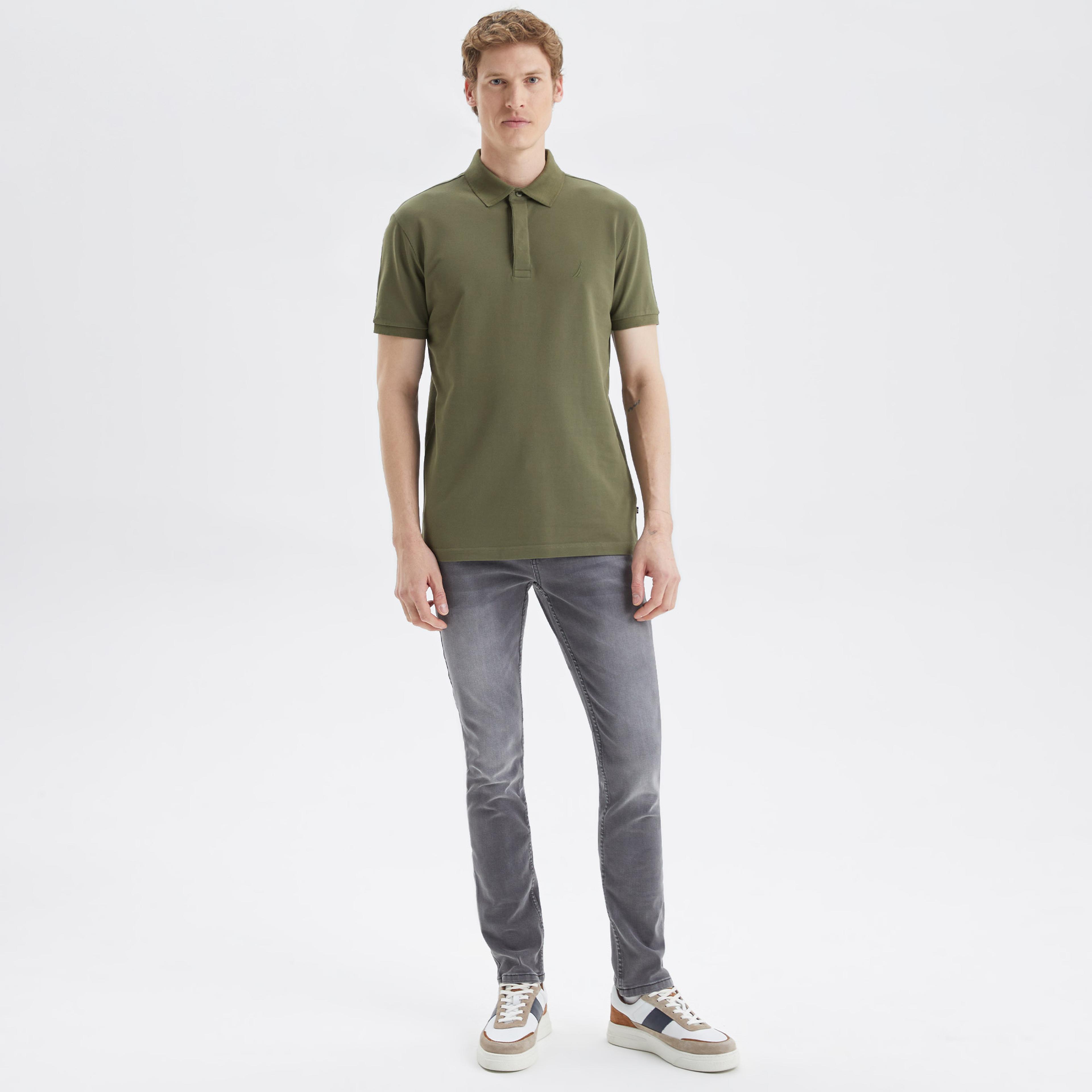Nautica Erkek Yeşil Slim Fit Kısa Kollu Polo Yaka T-Shirt