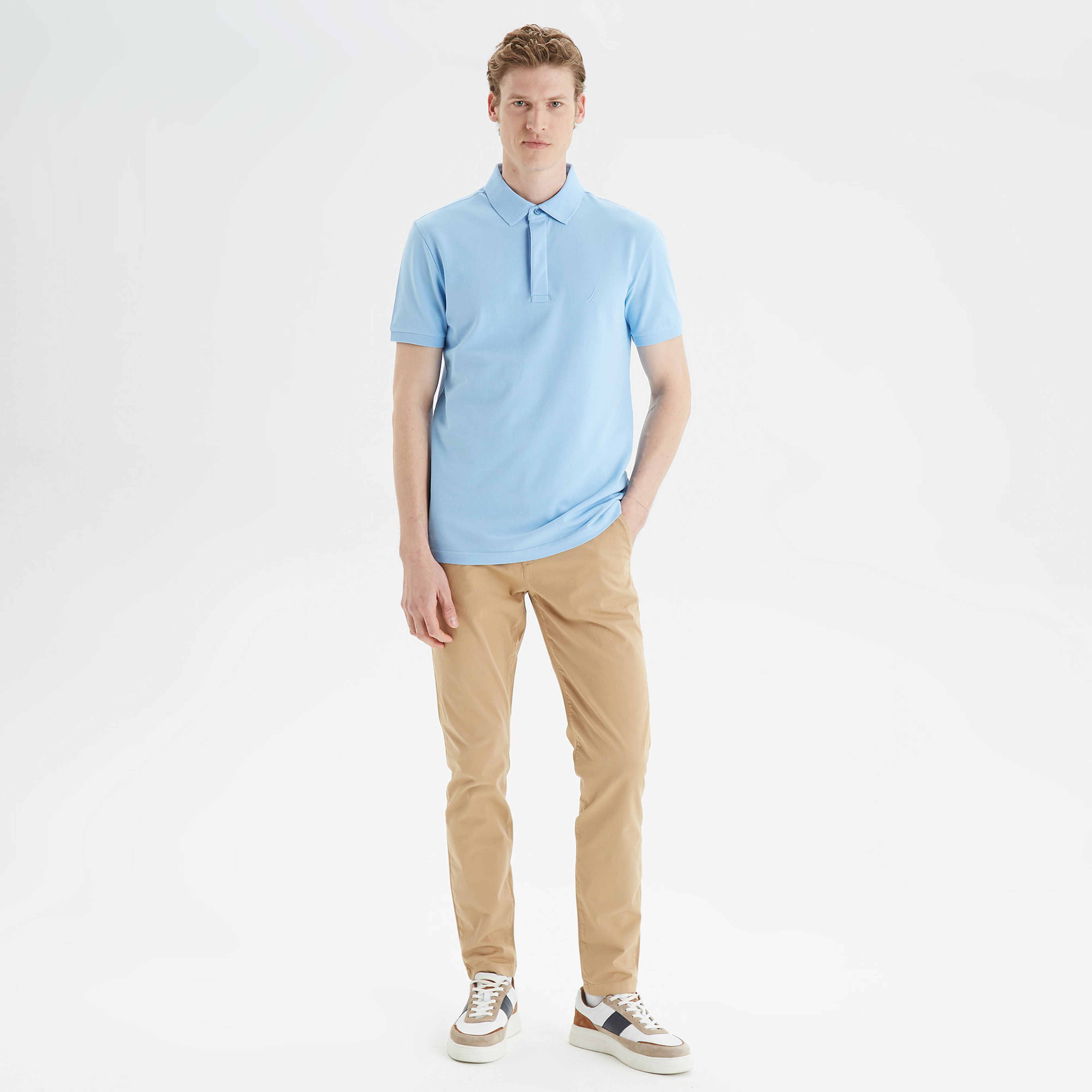 Nautica Erkek Mavi Slim Fit Kısa Kollu Polo Yaka T-Shirt