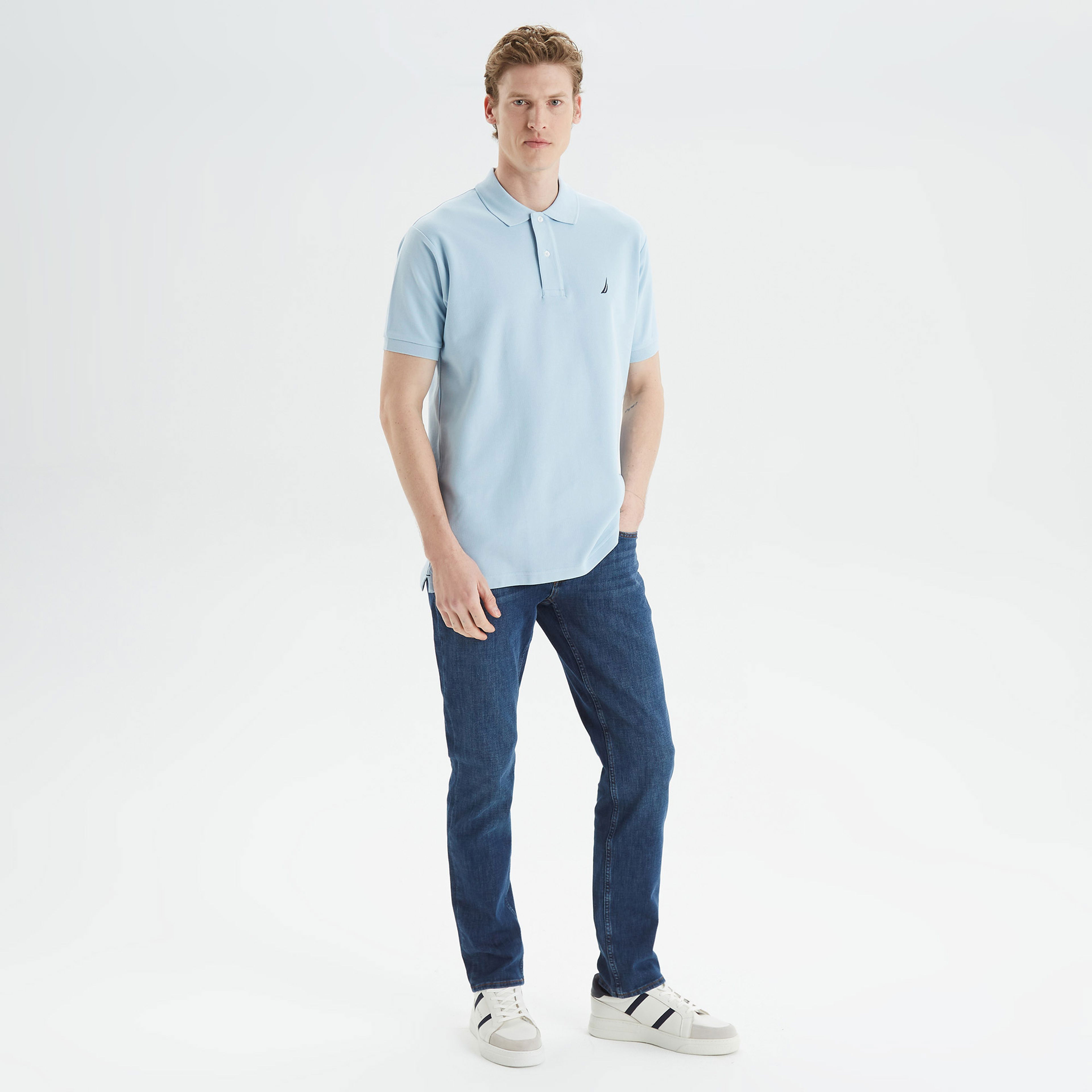 Nautica Erkek Mavi Classic Fit Kısa Kollu Polo Yaka T-Shirt