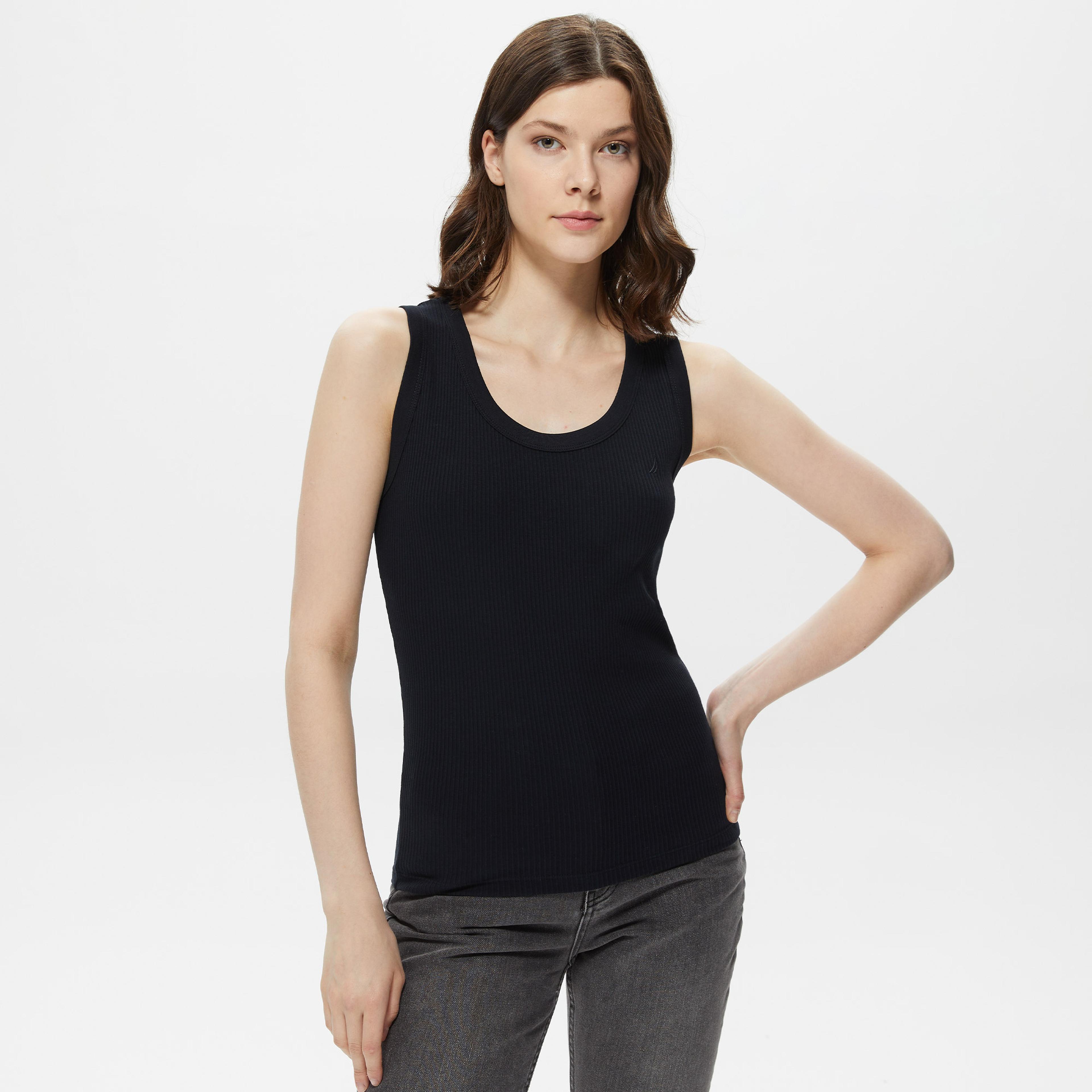 Nautica Kadın Siyah Kolsuz T-Shirt