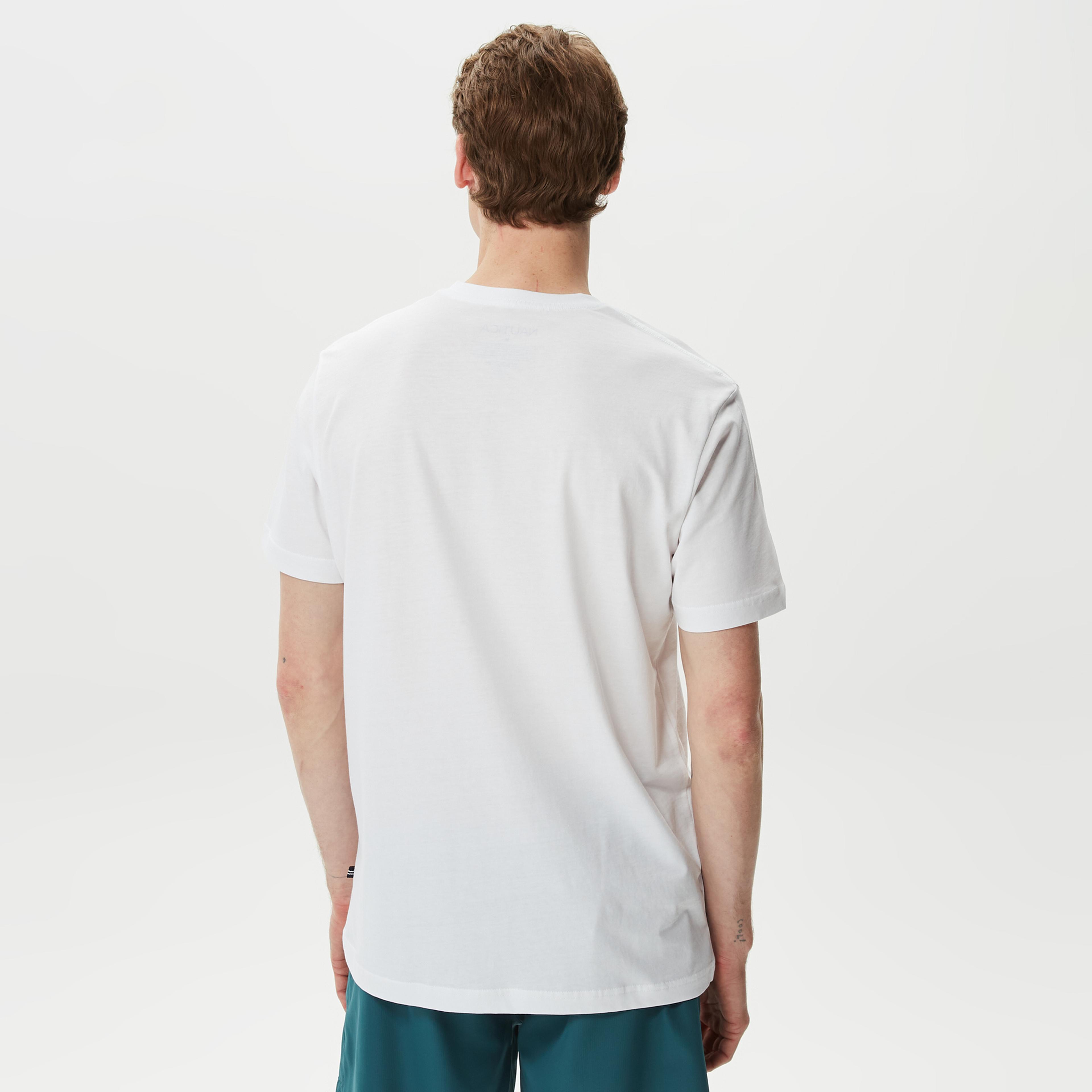 Nautica Erkek Beyaz Desenli Standart Fit T-Shirt