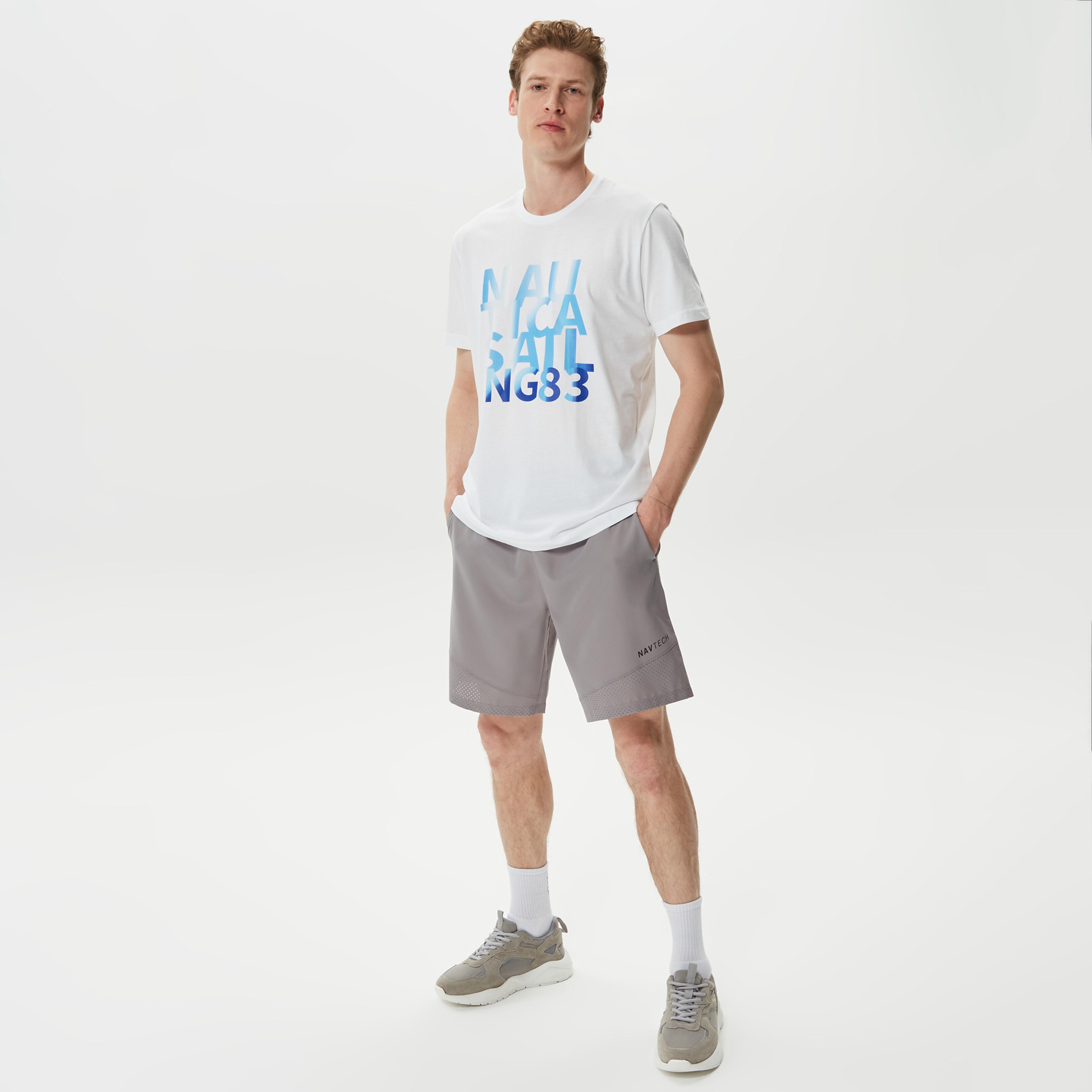 Nautica Erkek Beyaz Baskılı Standart Fit T-Shirt