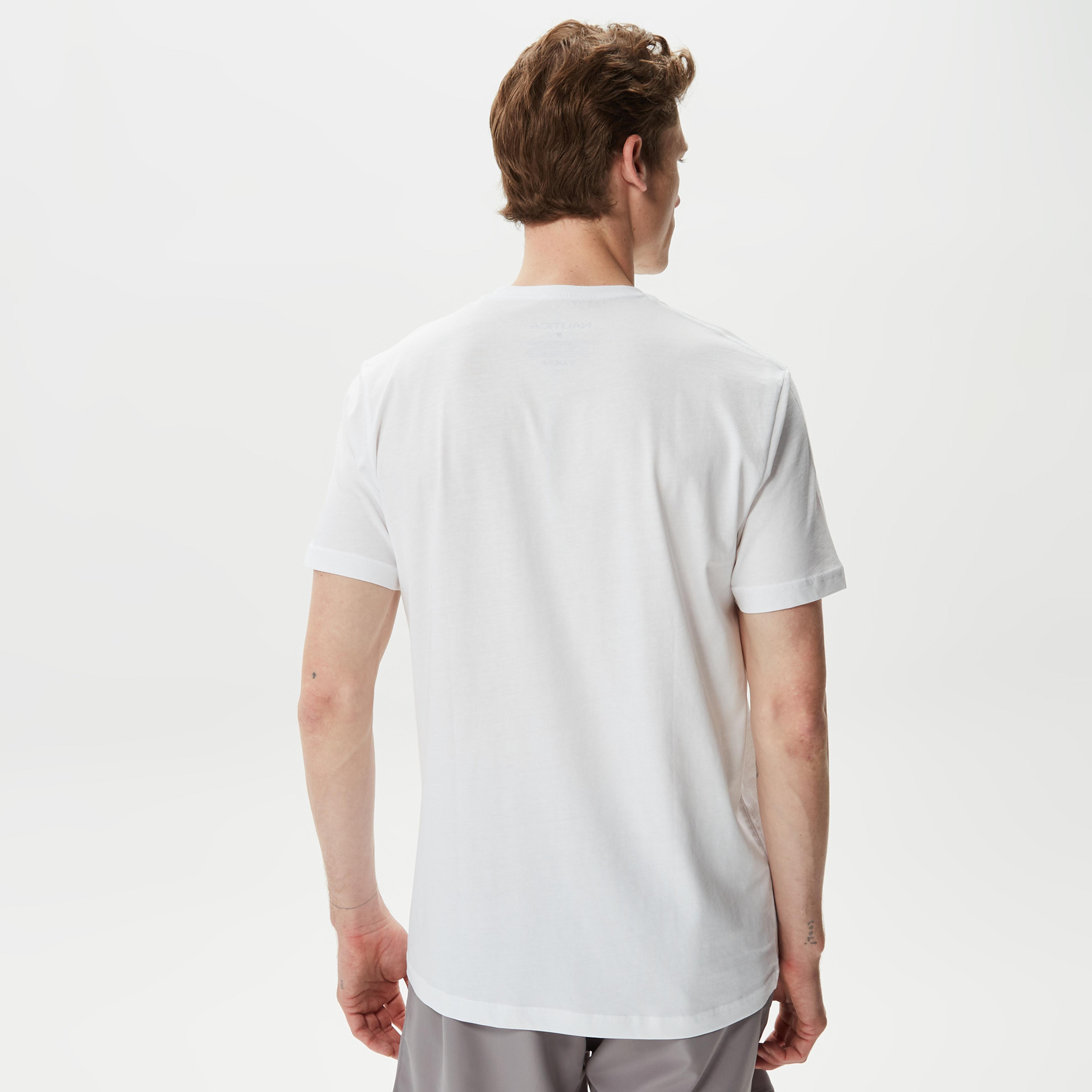 Nautica Erkek Beyaz Baskılı Standart Fit T-Shirt