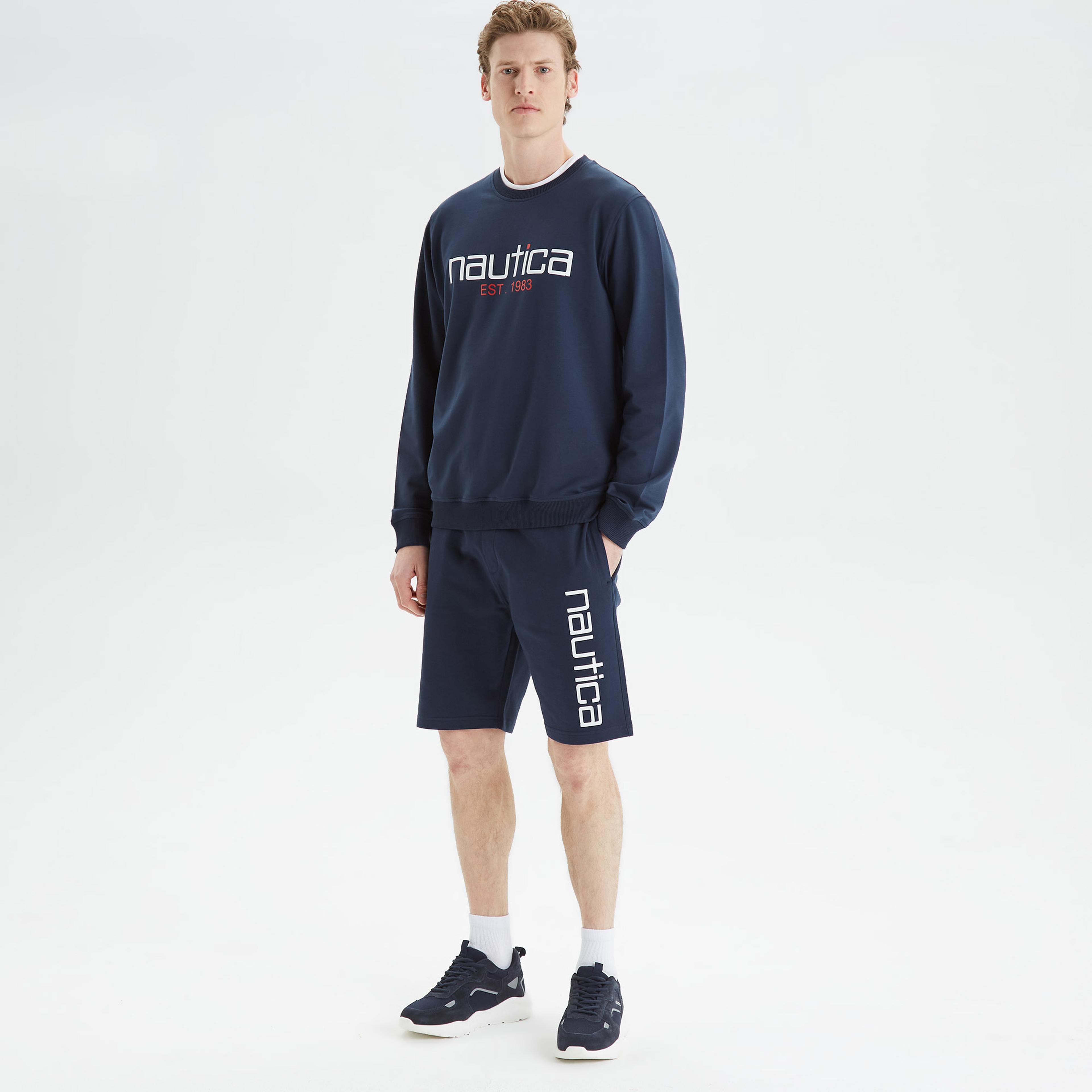 Nautica Erkek Lacivert Standart Fit Baskılı Sweatshirt