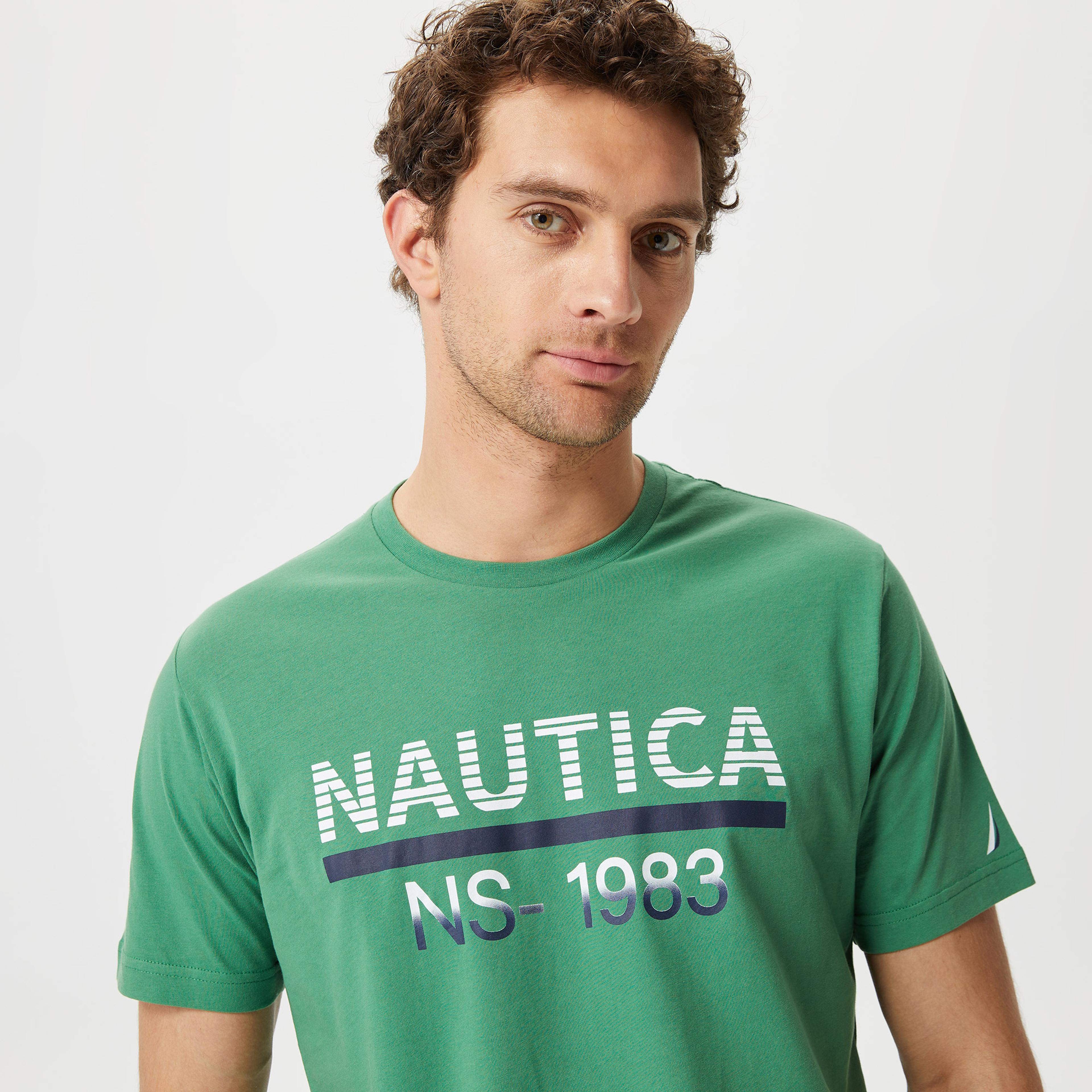 Nautica Erkek Yeşil Baskılı Standart Fit T-Shirt