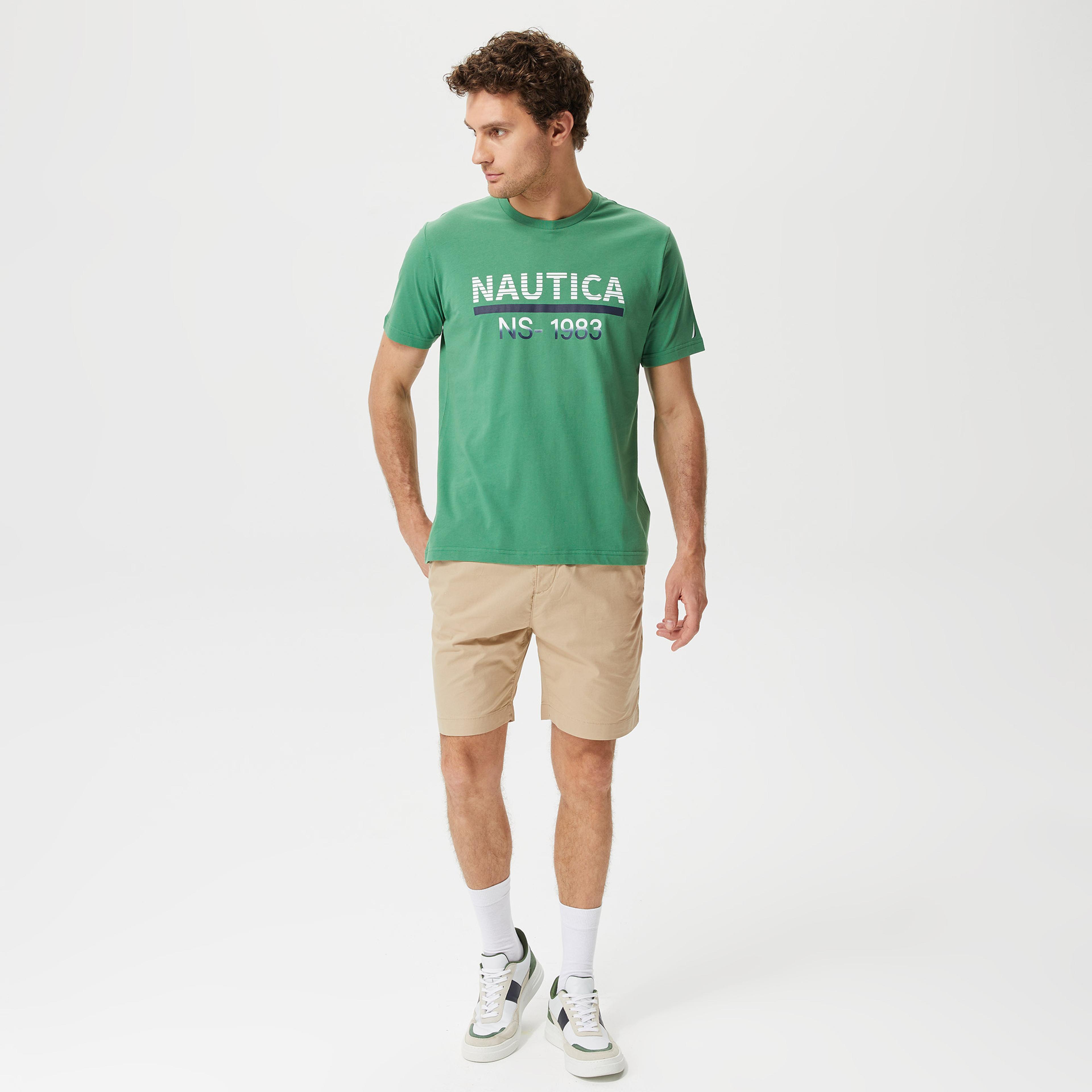 Nautica Erkek Yeşil Baskılı Standart Fit T-Shirt