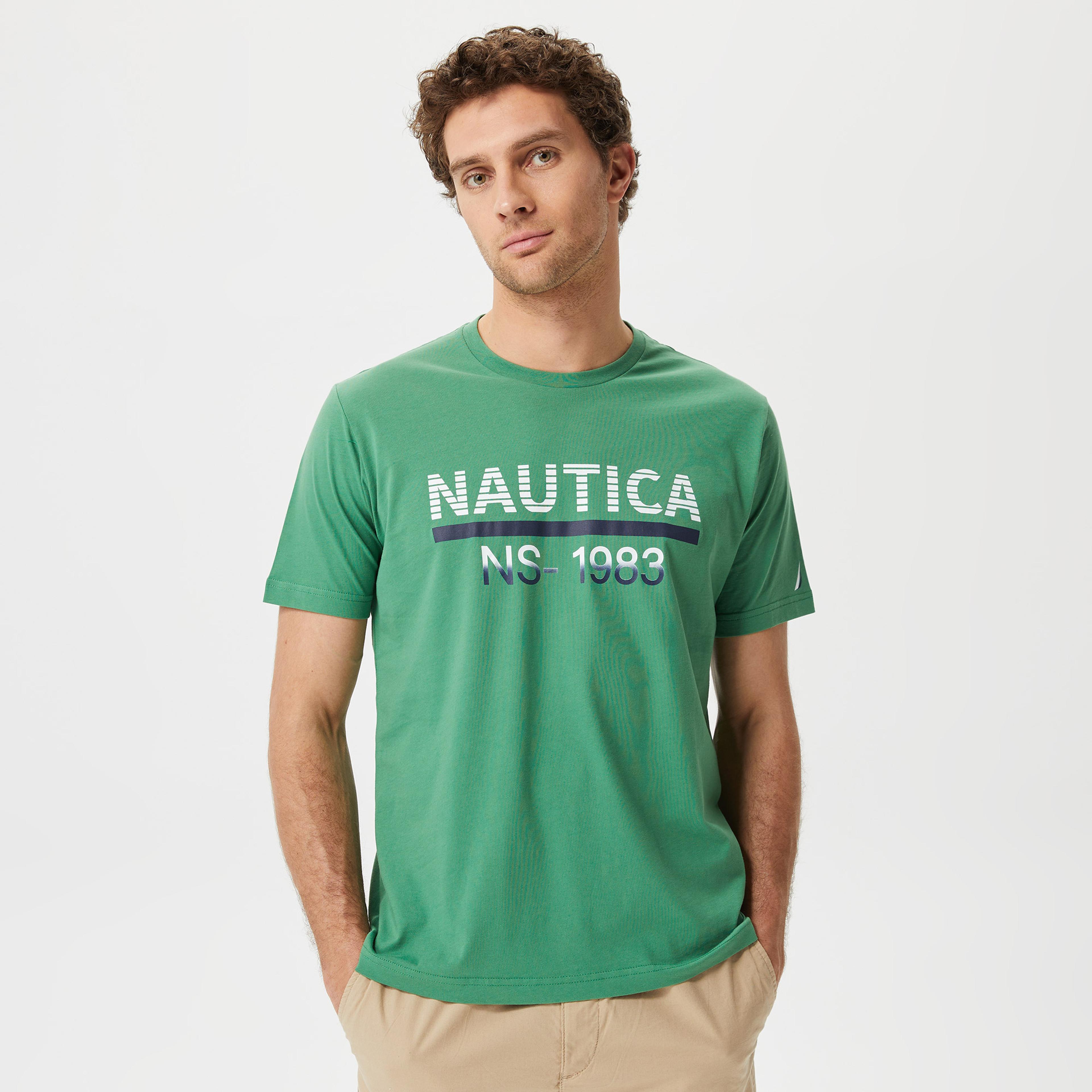 Nautica Erkek Yeşil Baskılı Standart Fit T-Shirt