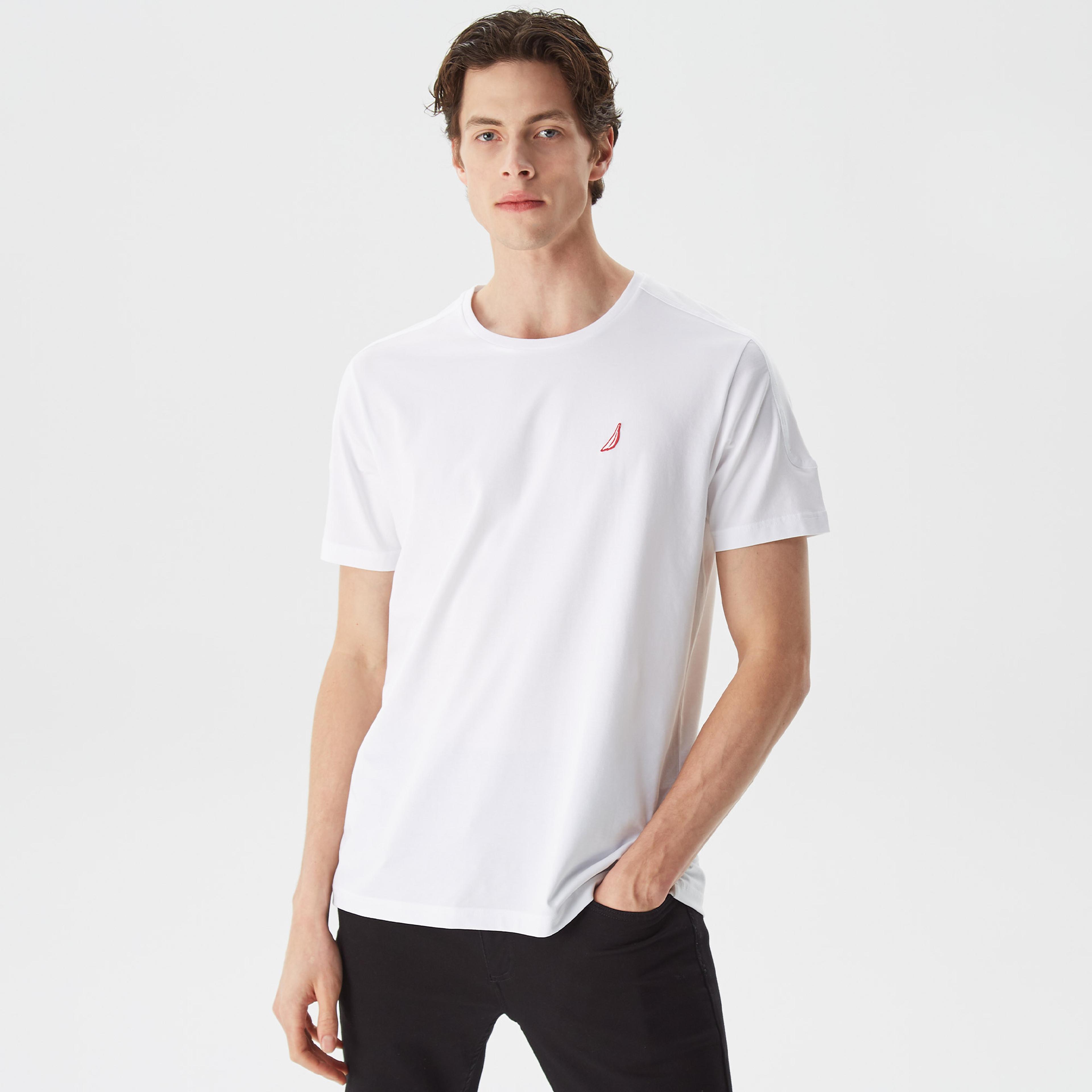 Nautica Erkek Beyaz Standart Fit T-Shirt