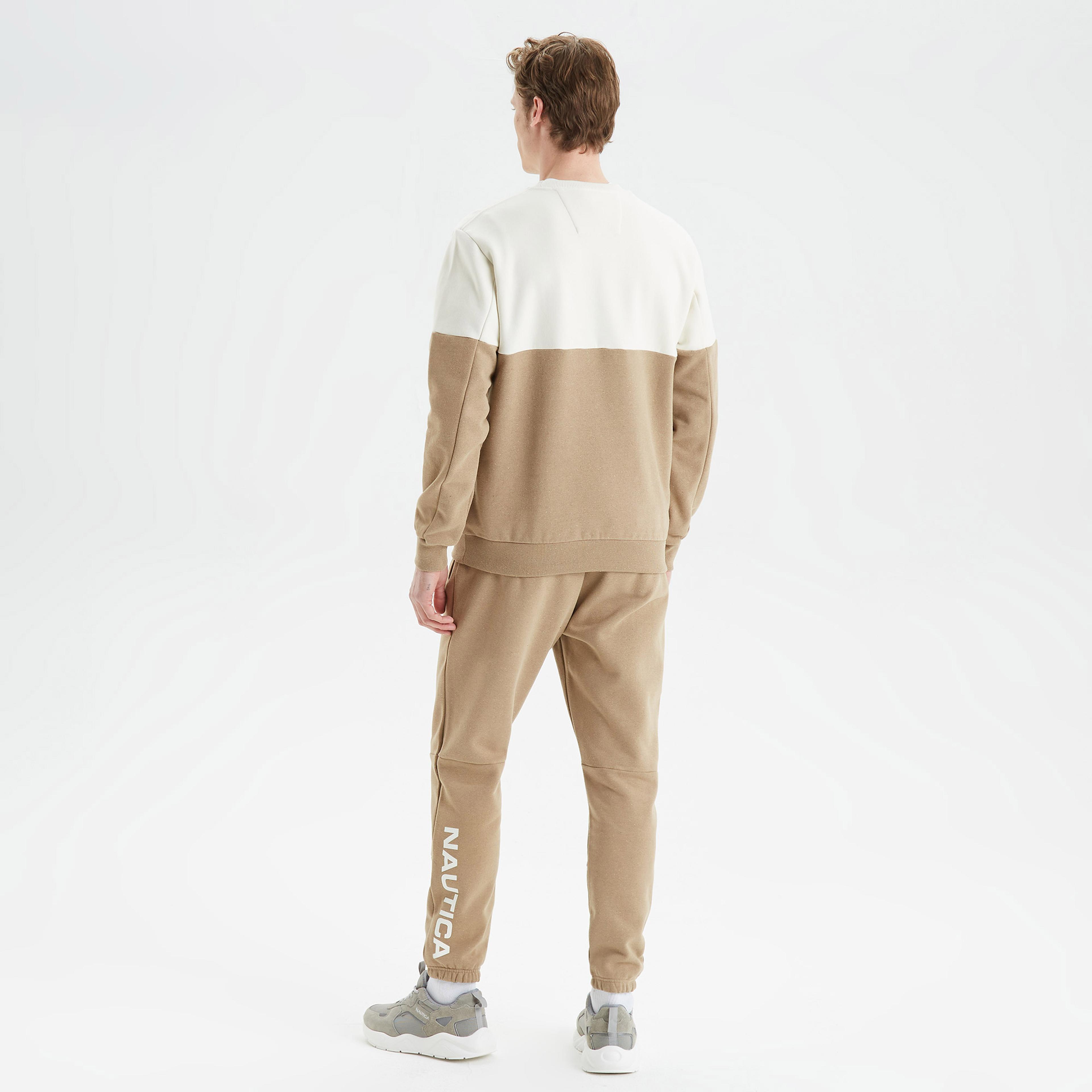 Nautica Erkek Bej Standart Fit Renk Bloklu Sweatshirt
