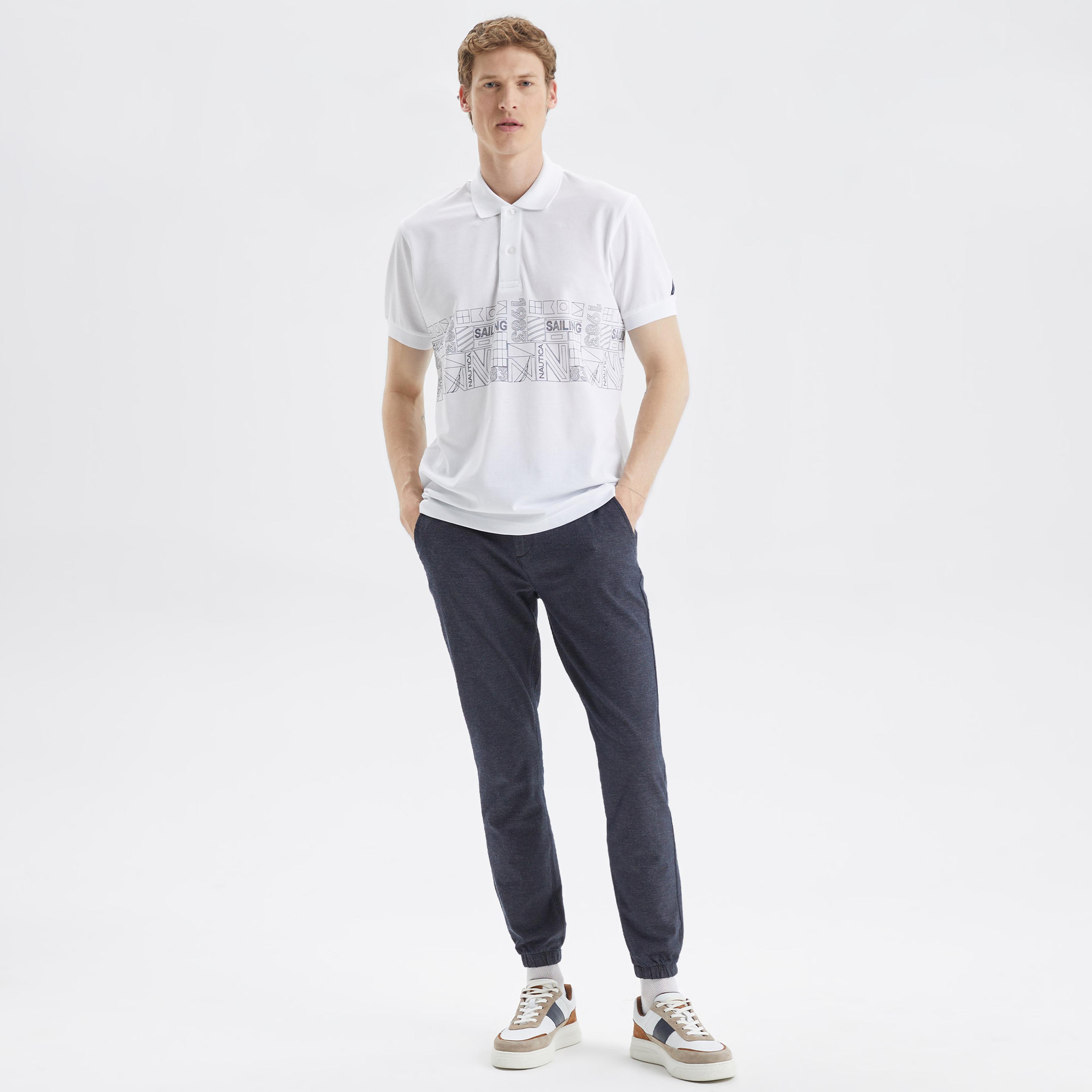 Nautica Erkek Beyaz Classic Fit Kısa Kollu Polo Yaka T-Shirt