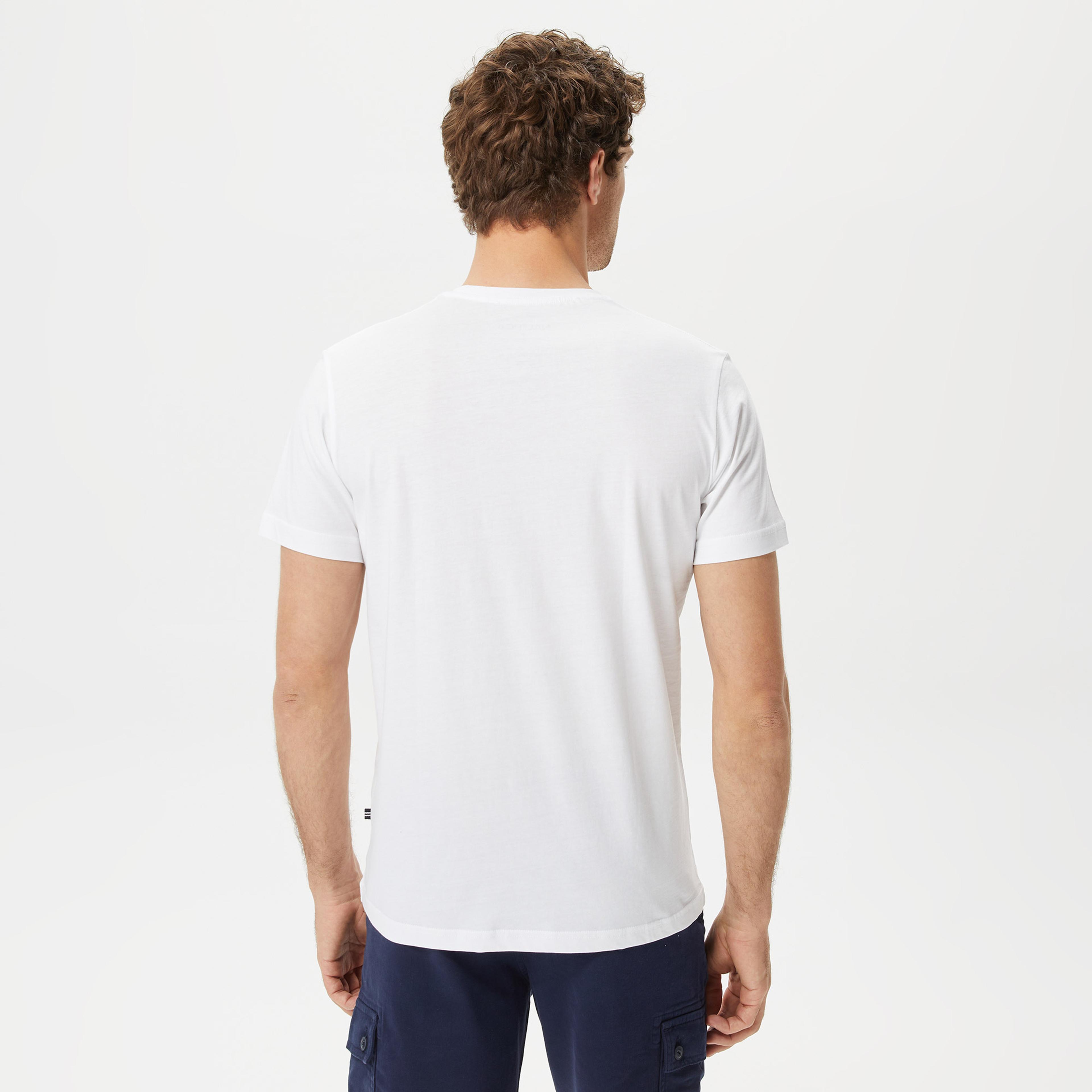 Nautica Erkek Beyaz Desenli Standart Fit T-Shirt
