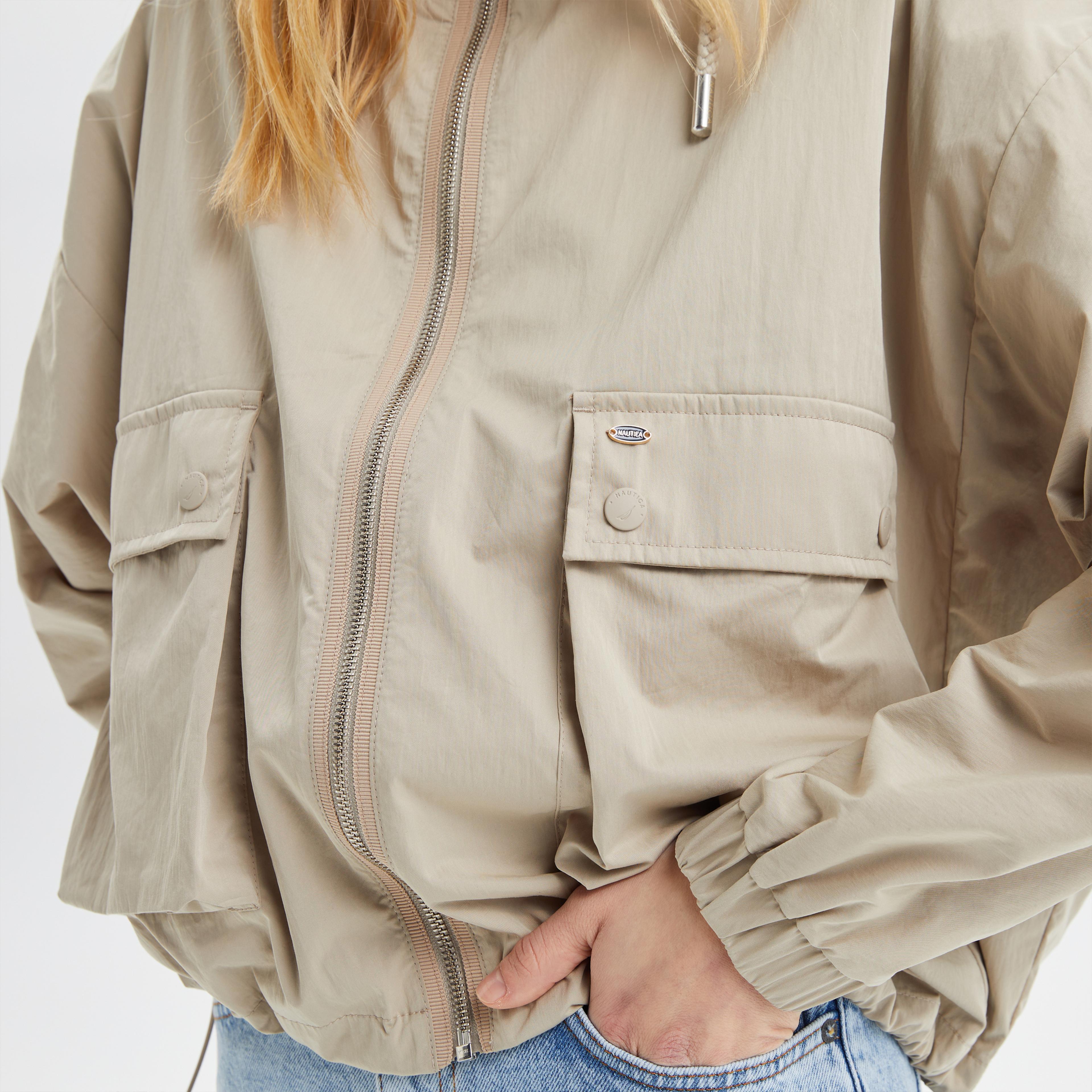 Nautica Kadın Bej Oversize Uzun Kollu Mont