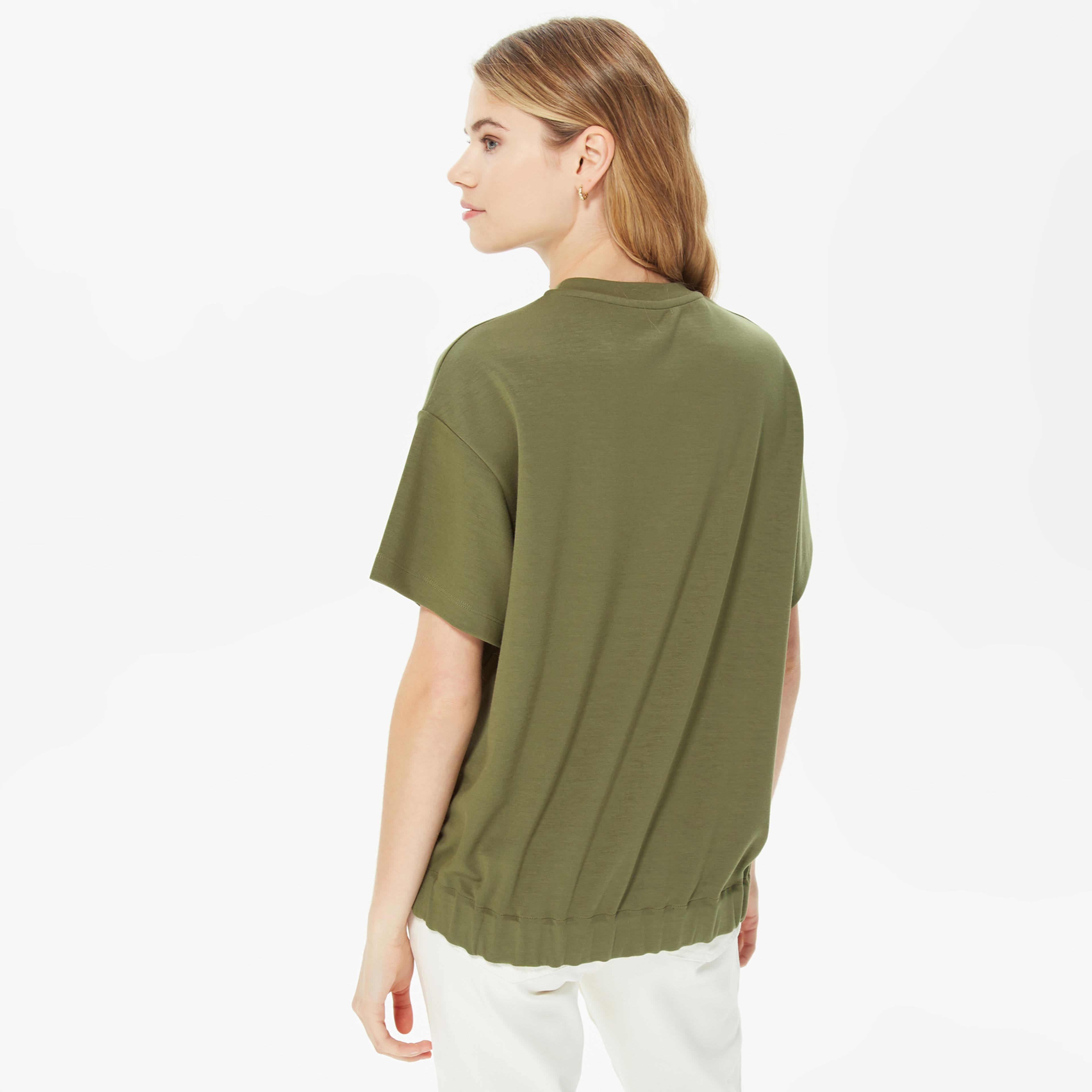 NAUTICA KADIN YEŞİL OVERSIZE KISA KOLLU SWEATSHIRT