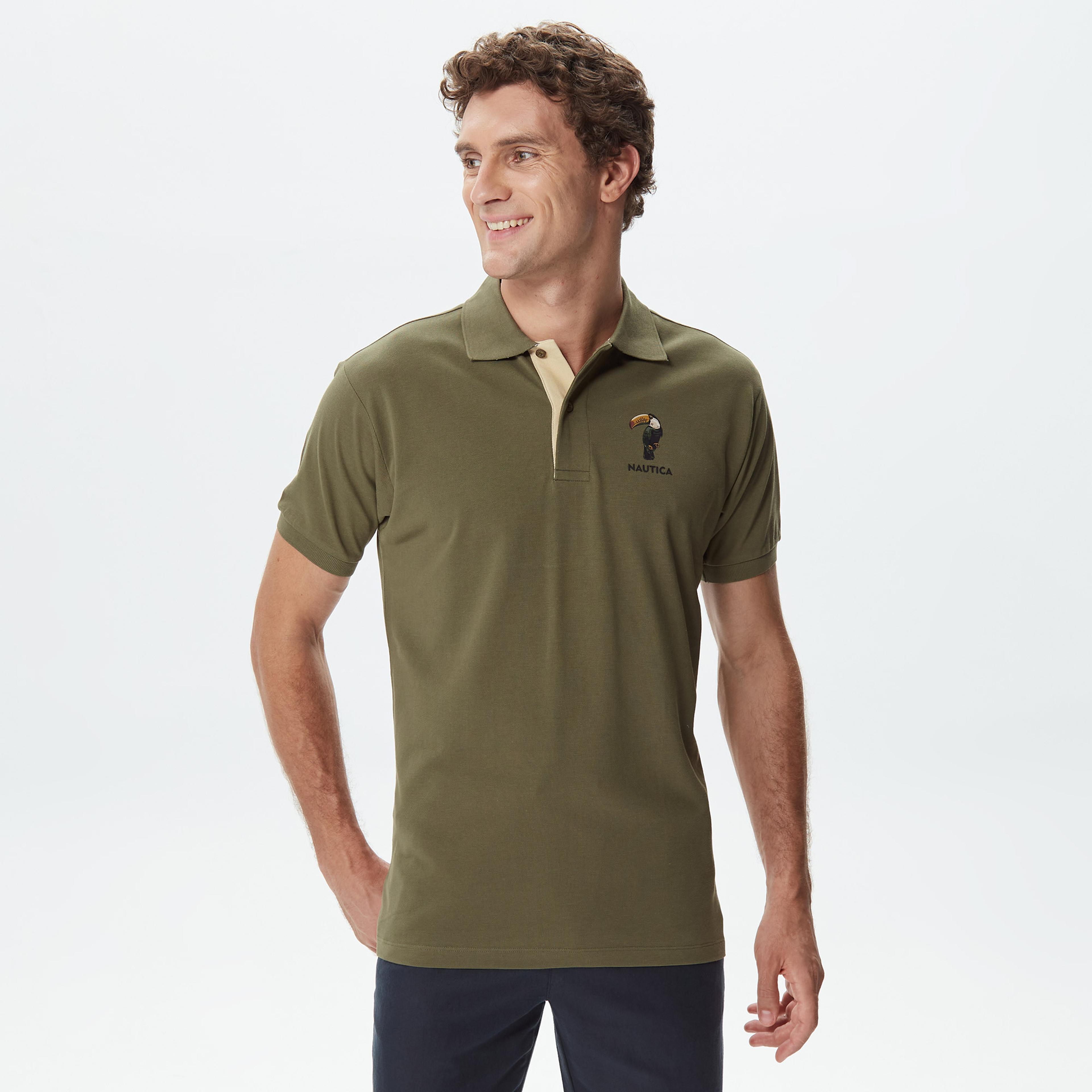 Nautica Erkek Yeşil Classic Fit Kısa Kollu Polo