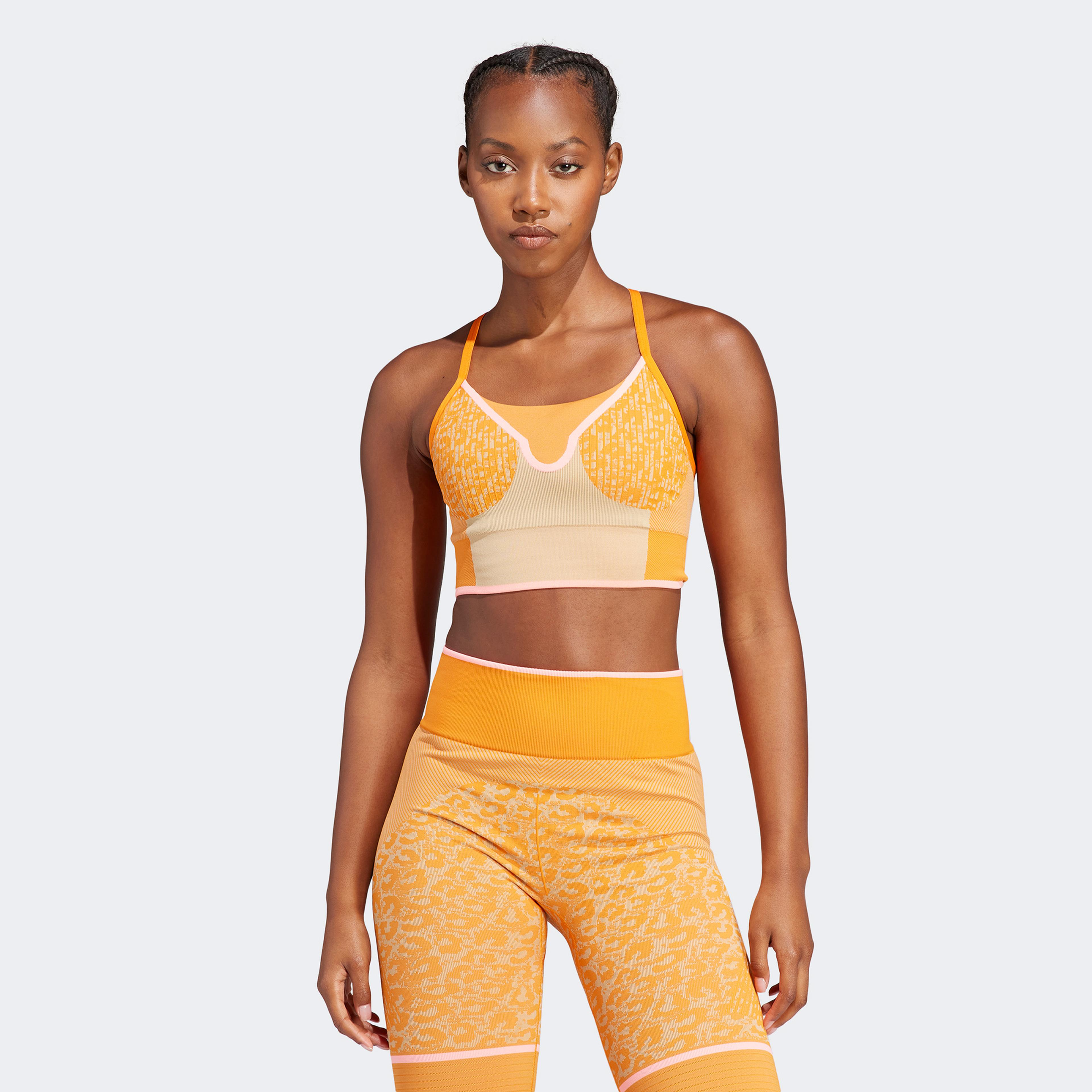 adidas by Stella McCartney TrueStrength Seamless Medium-Support Yoga Kadın Turuncu Bra