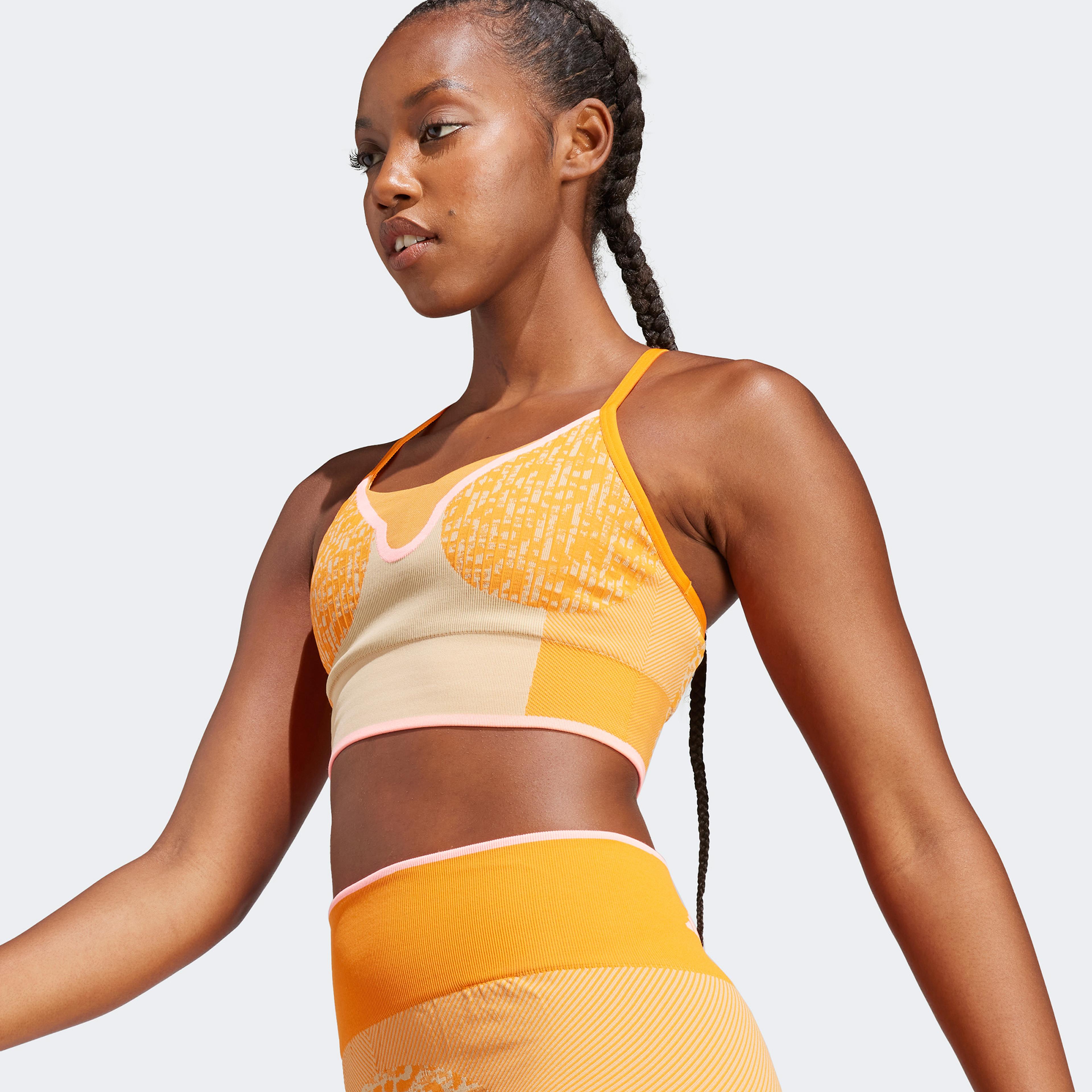 adidas by Stella McCartney TrueStrength Seamless Medium-Support Yoga Kadın Turuncu Bra