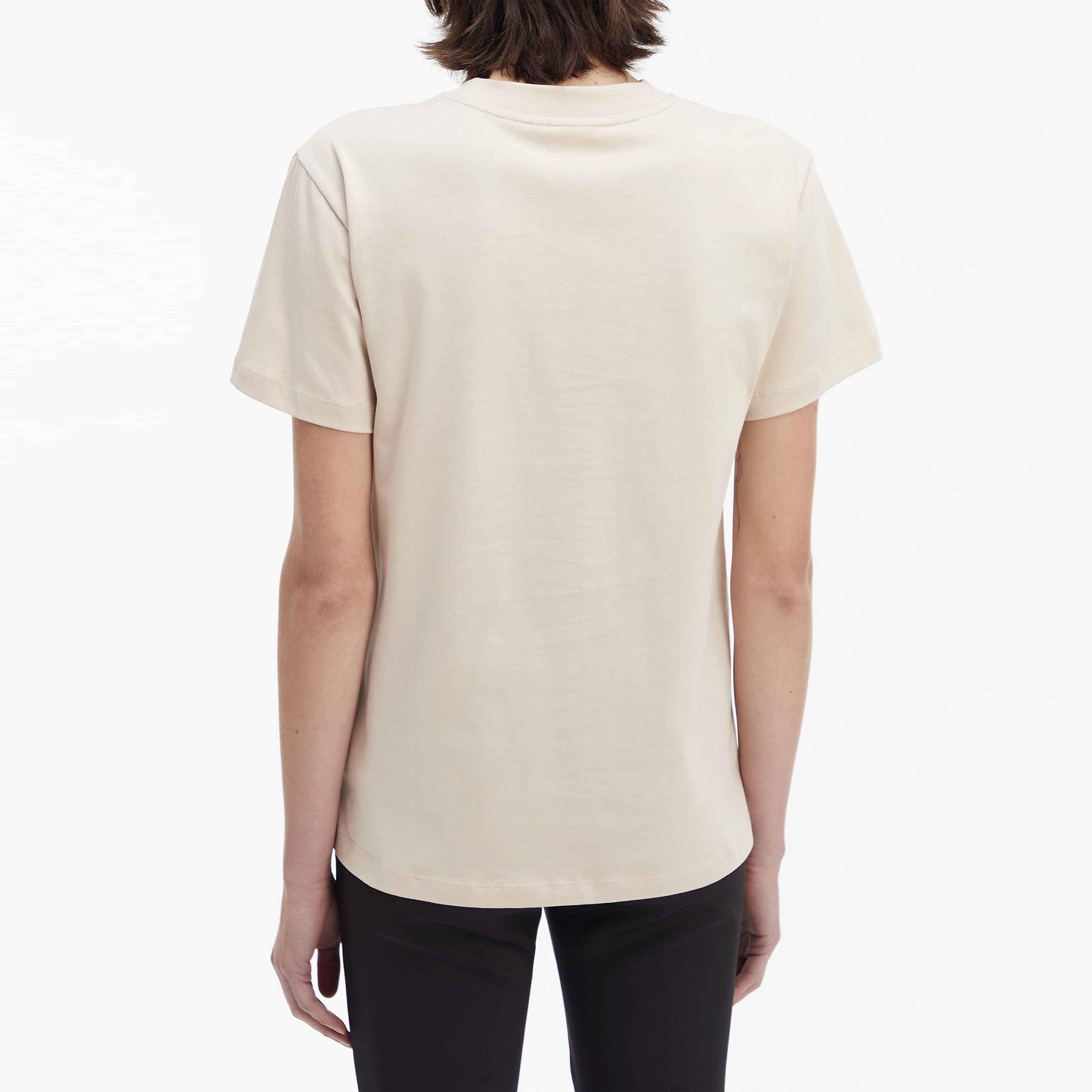 Calvin Klein Hero Logo Regular Krem Kadın T-Shirt