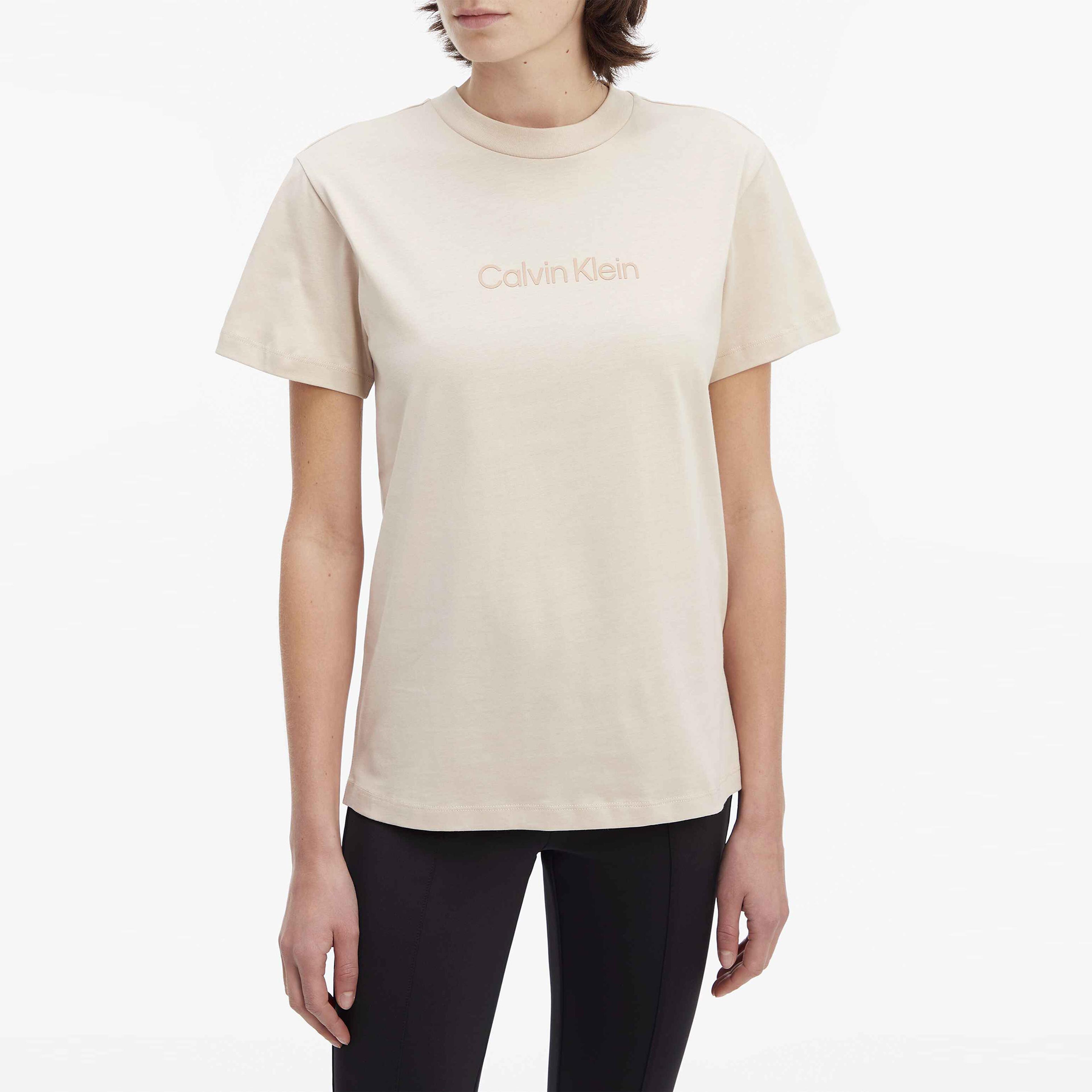 Calvin Klein Hero Logo Regular Krem Kadın T-Shirt