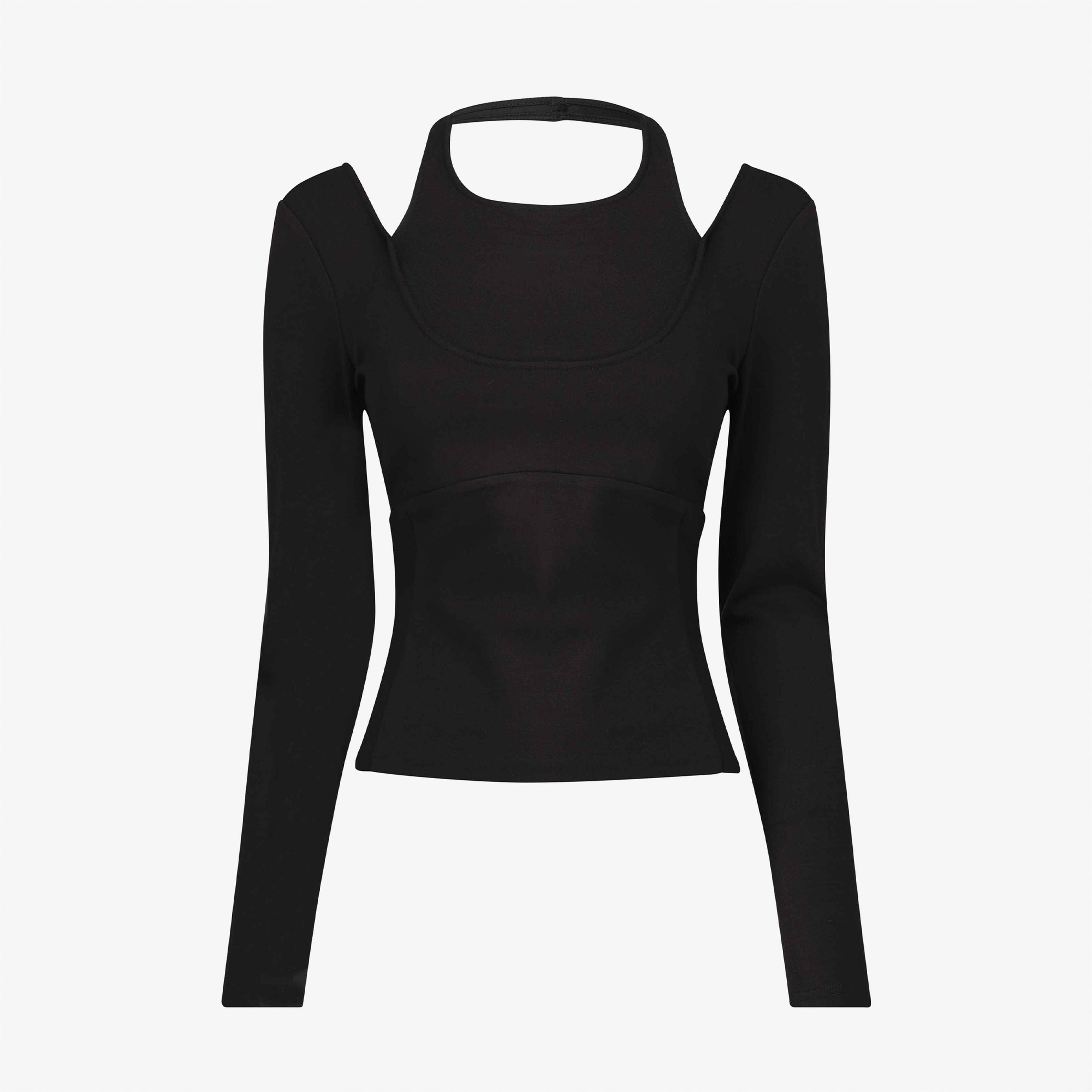 Calvin Klein Double Layer Milano Long Sleeve Siyah Kadın Sweatshirt