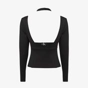 Calvin Klein Double Layer Milano Long Sleeve Siyah Kadın Sweatshirt